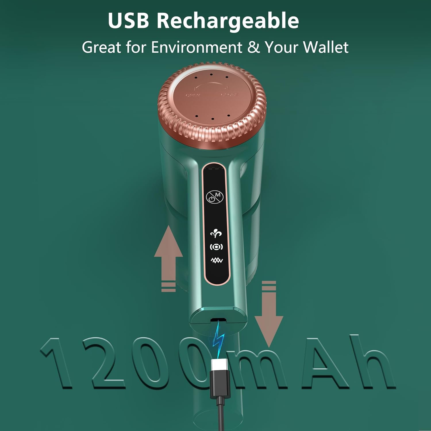 1200&nbsp;mAh – rasoir électrique rechargeable pour tissu, démaquillant pour poils d’animaux, 6 lames, 3 vitesses, vert