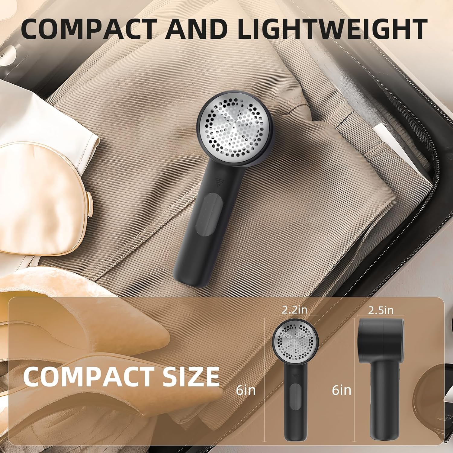 Épilateur à charpie, rasoir électrique rechargeable à charpie USB, 6 lames pour meubles rembourrés, noir