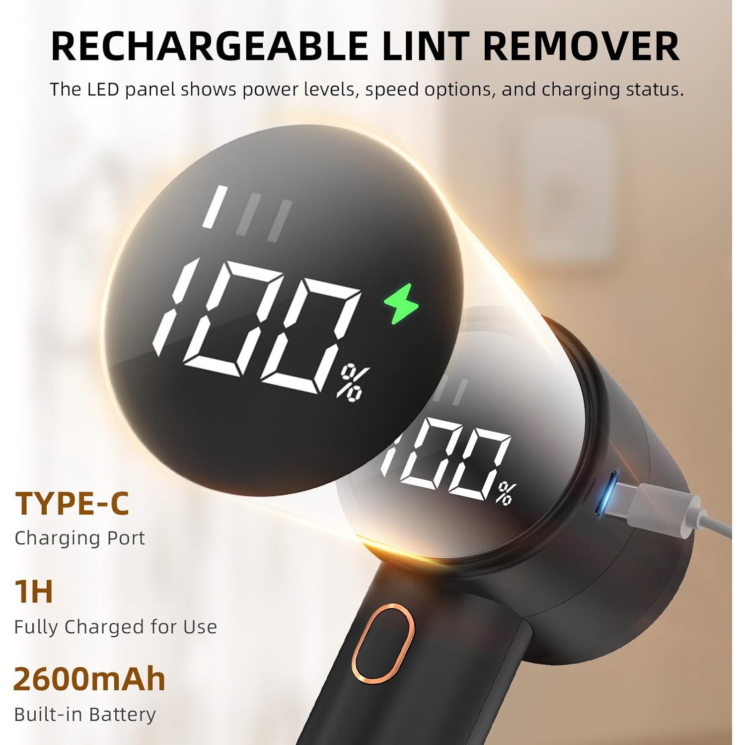 Épilateur à charpie, rasoir électrique rechargeable à charpie USB, 6 lames pour meubles rembourrés, noir foncé