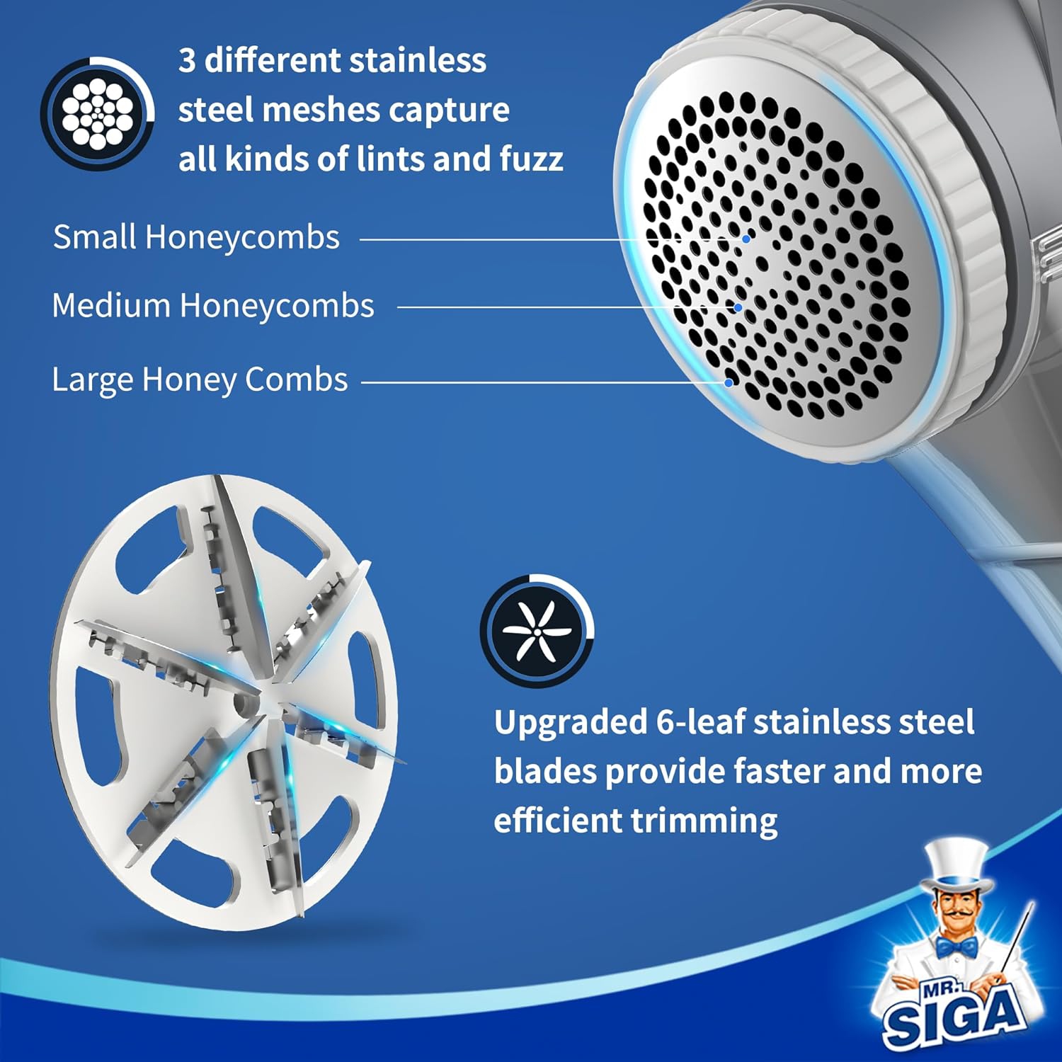 Rasoir à tissu et dissolvant de charpie, rasoir à charpie portatif à piles, 2 lames remplaçables à 6 lames, crème/gris