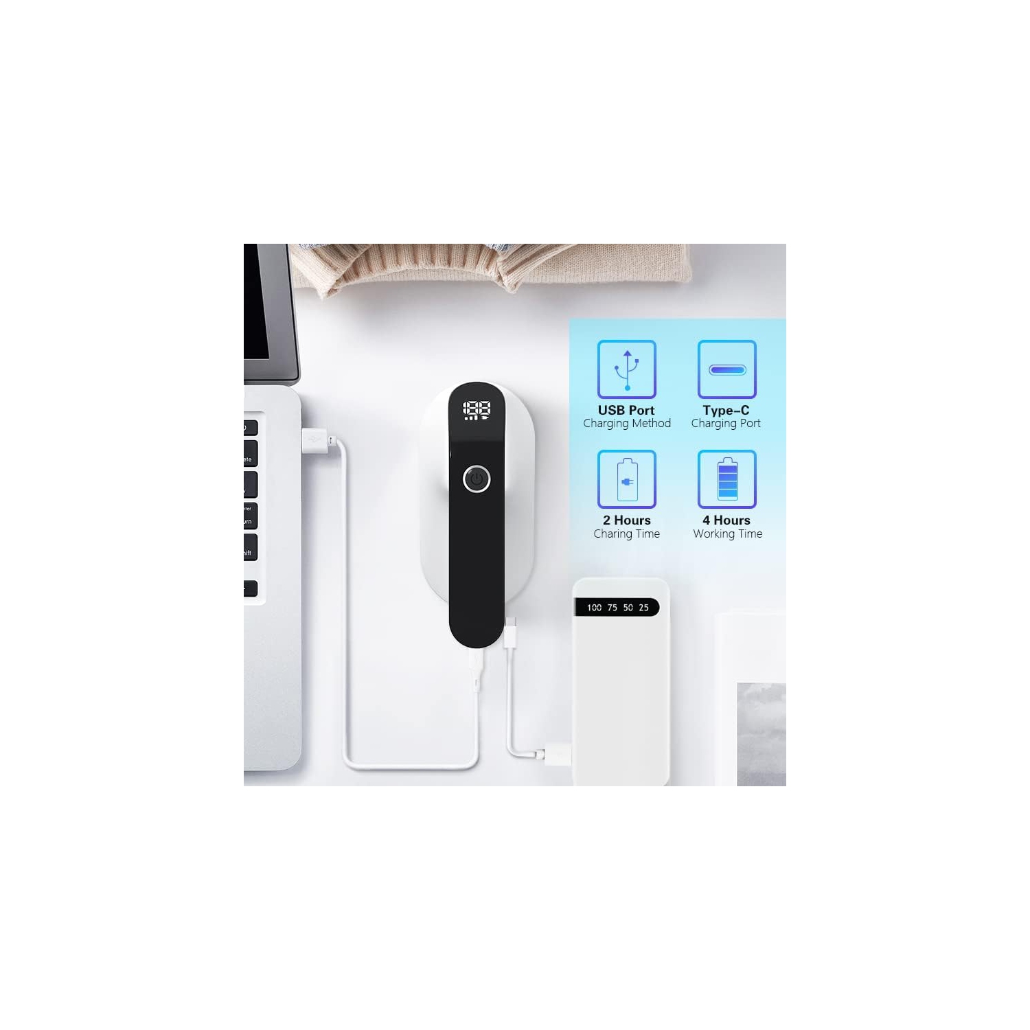 Rasoir à tissu, rechargeable électrique pour enlever les peluches, rasoir à 3 vitesses avec pile, rasoir à charpie pour vêtements, chandail, noir mat