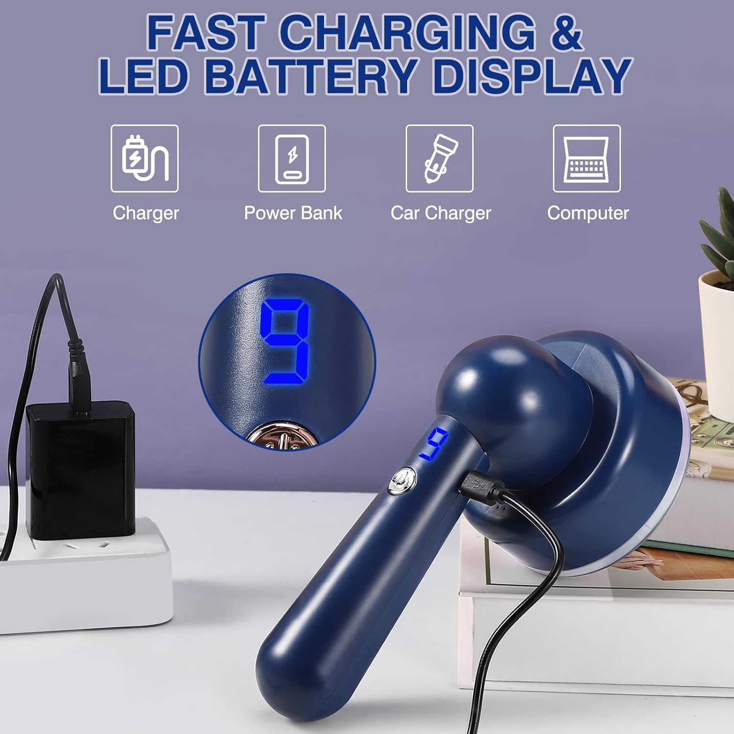 Rechargeable Fabric Shaver, Electric Lint Remover Sweater Shaver with 3 Speeds for Removing Fuzz and Pill from Sweater, 2 Replacement Blades