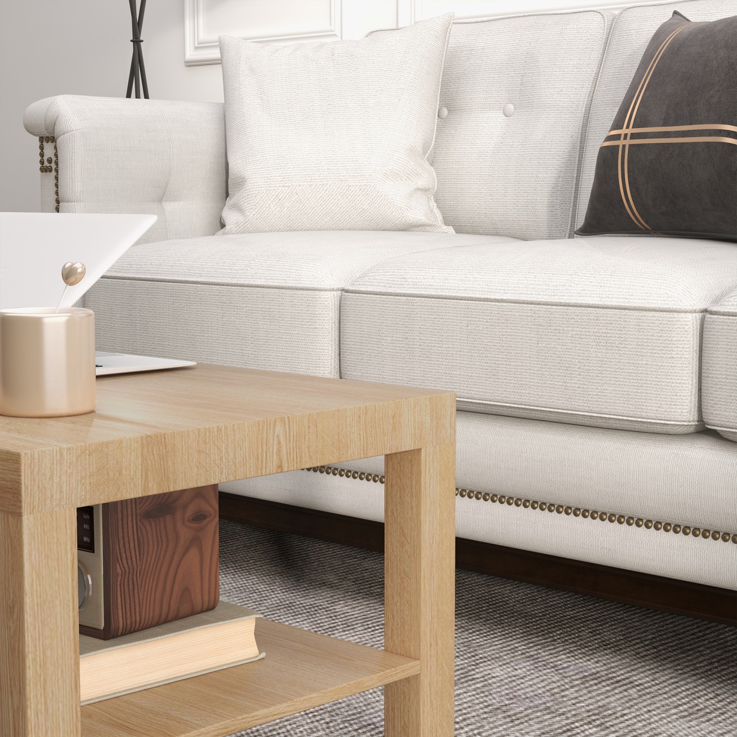 HOMCOM – Table basse rectangulaire à 2 niveaux pour salon, bureau à domicile avec tablette de rangement, 35,5 x 17,75 x 17,5&nbsp;po, fini bois