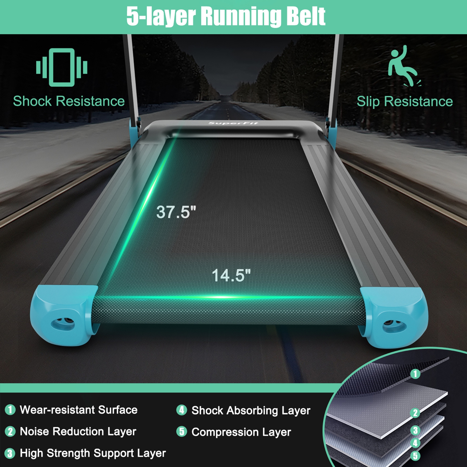 Tapis roulant pliable de Costway, appareil de course intelligent à commande par APPLICATION, moniteur DEL, support d'appareil réglable, tapis roulant
