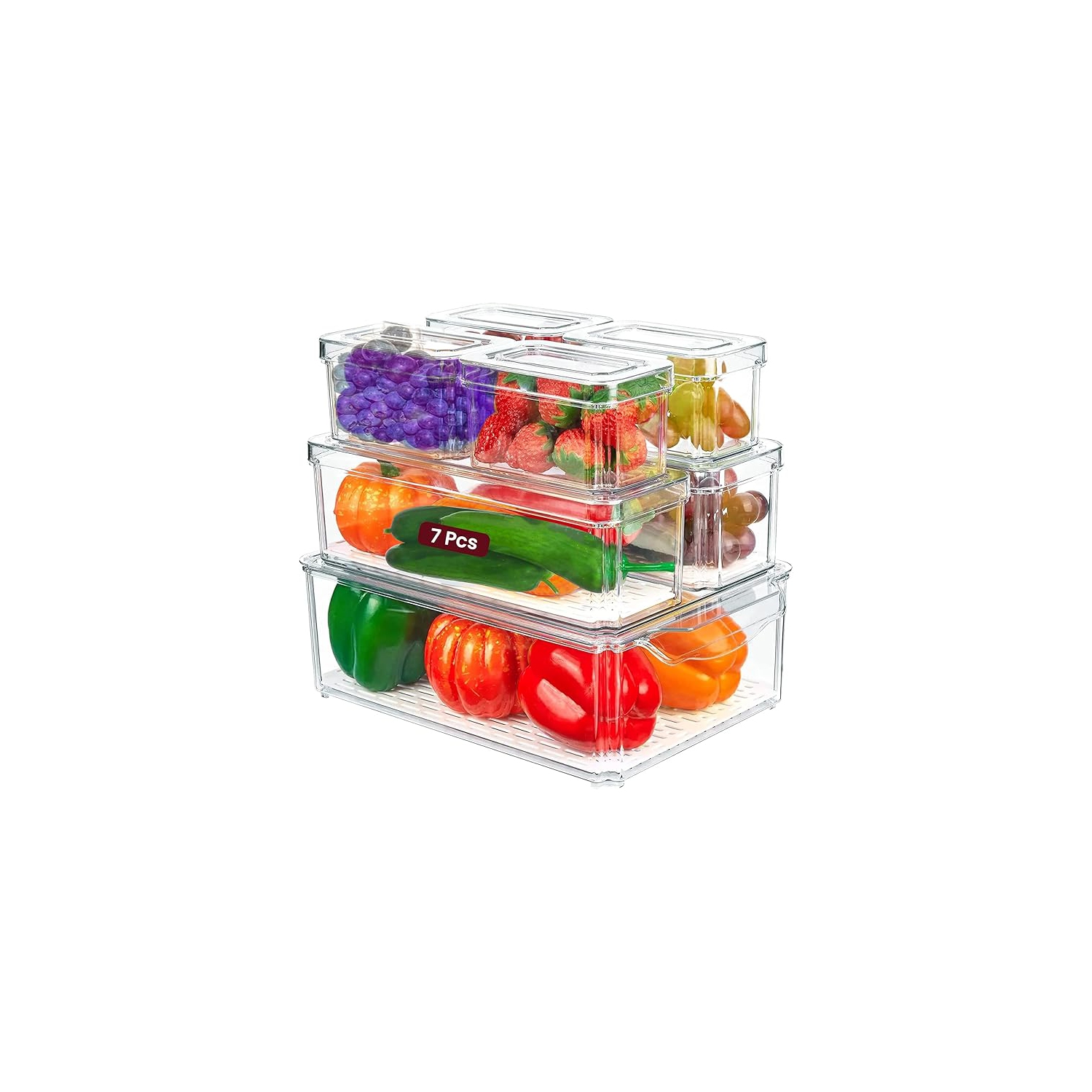 Fridge Organizer, Stackable Refrigerator Organizer Bin with lids, Clear Plastic Pantry Organizer Bins, Freezer Organizers Kitchen Storage and