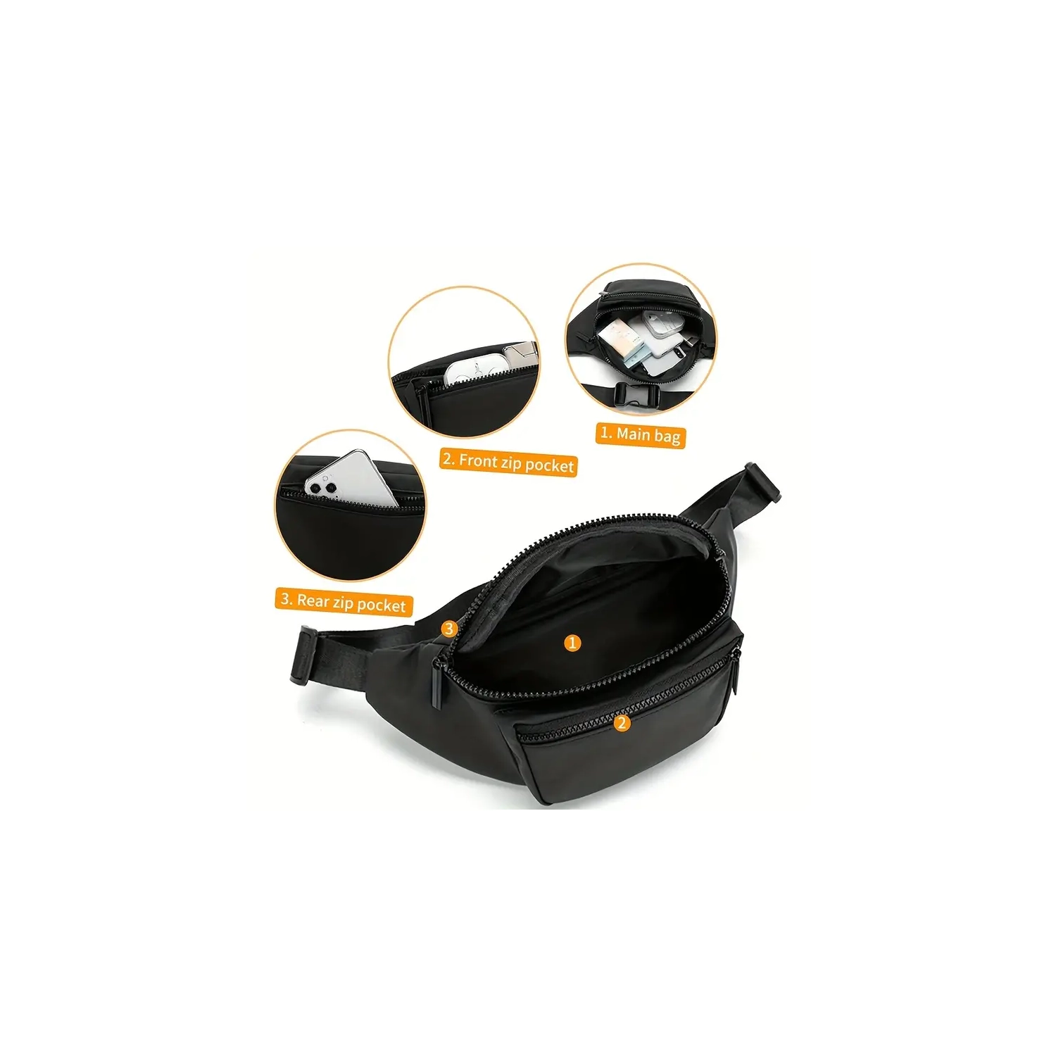 1pc Fashion Casual Waist Bag, Running Sports Outdoor Waterproof Crossbody Bag