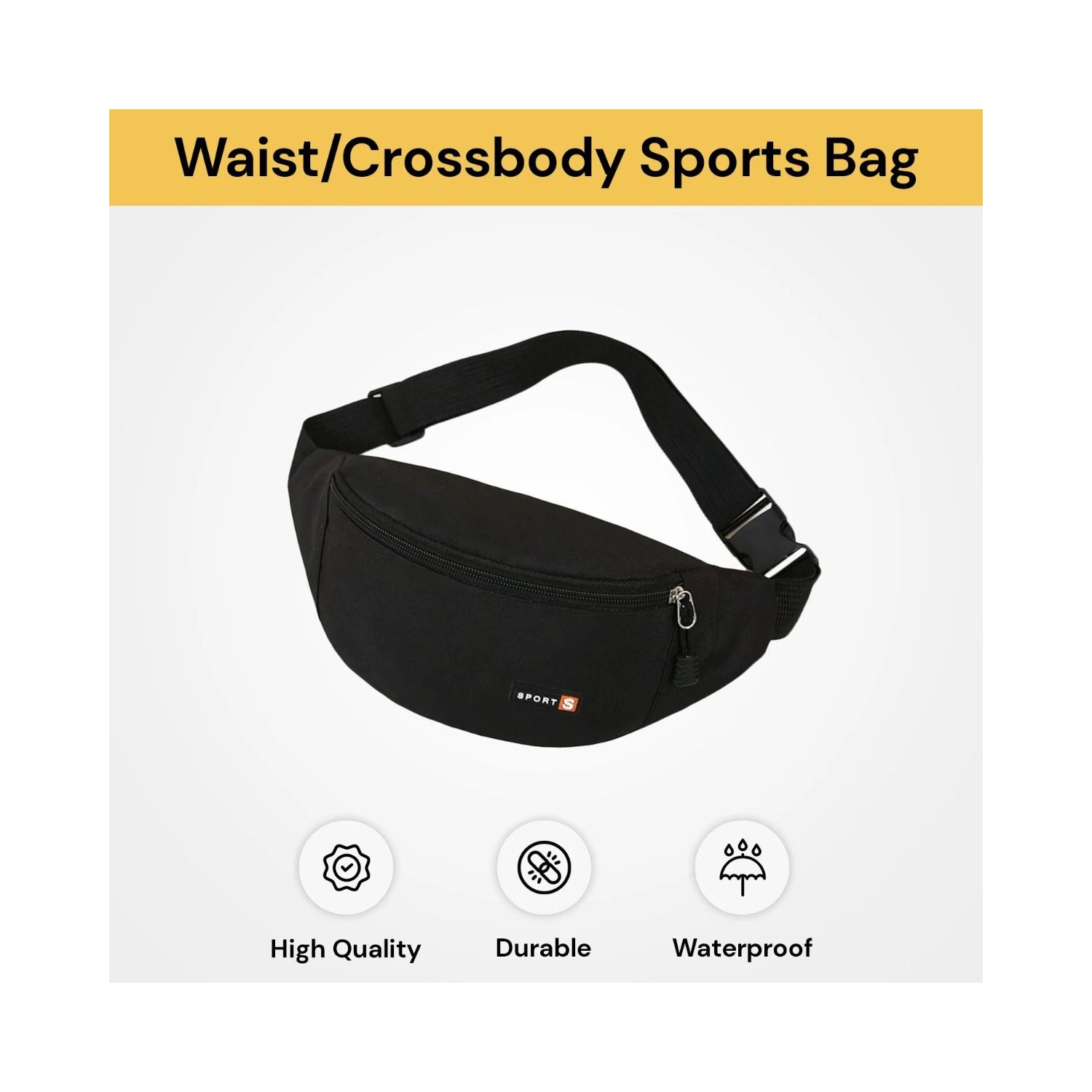 1pc Fashion Casual Waist Bag, Running Sports Outdoor Waterproof Crossbody Bag