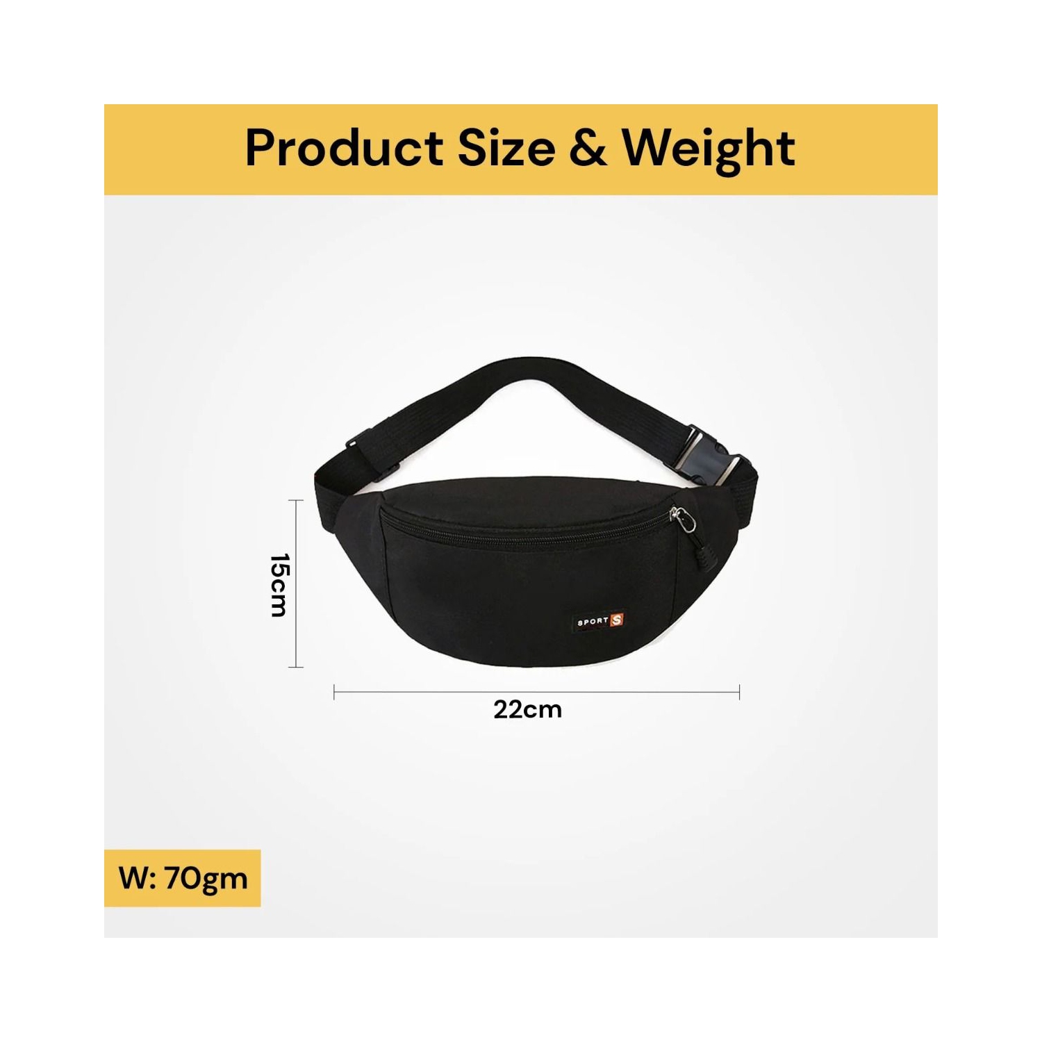 1pc Fashion Casual Waist Bag, Running Sports Outdoor Waterproof Crossbody Bag