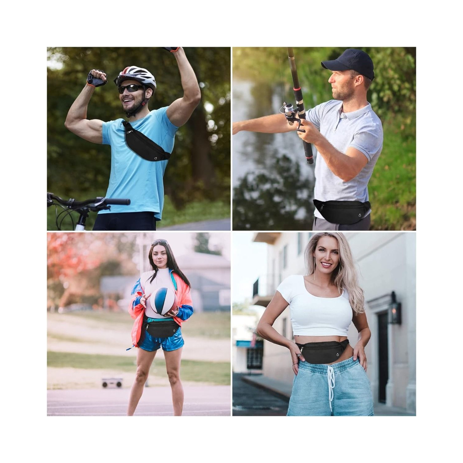 1pc Fashion Casual Waist Bag, Running Sports Outdoor Waterproof Crossbody Bag