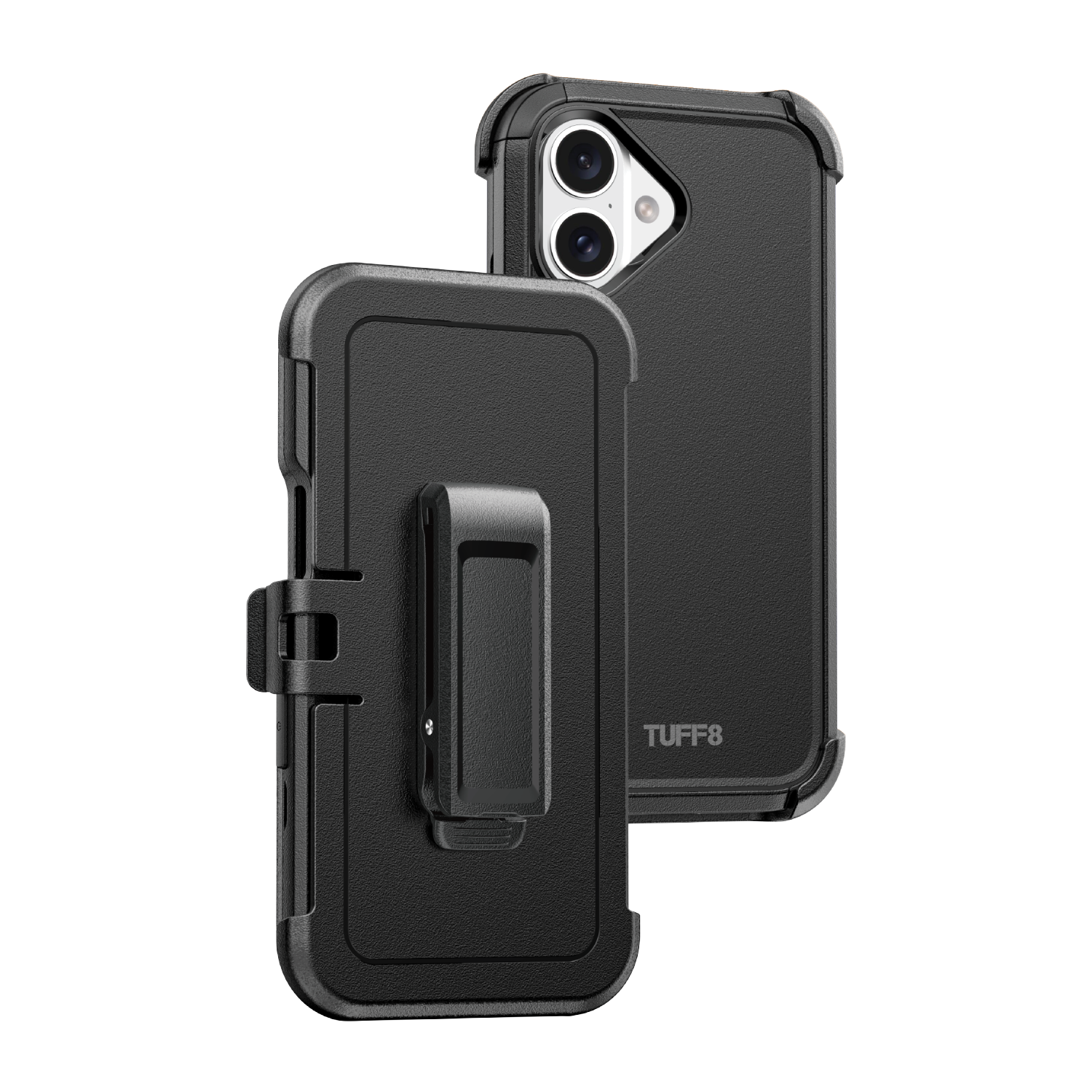 TUFF8 Impact+ Three-layer Protective Case with Holster for iPhone 16 Plus