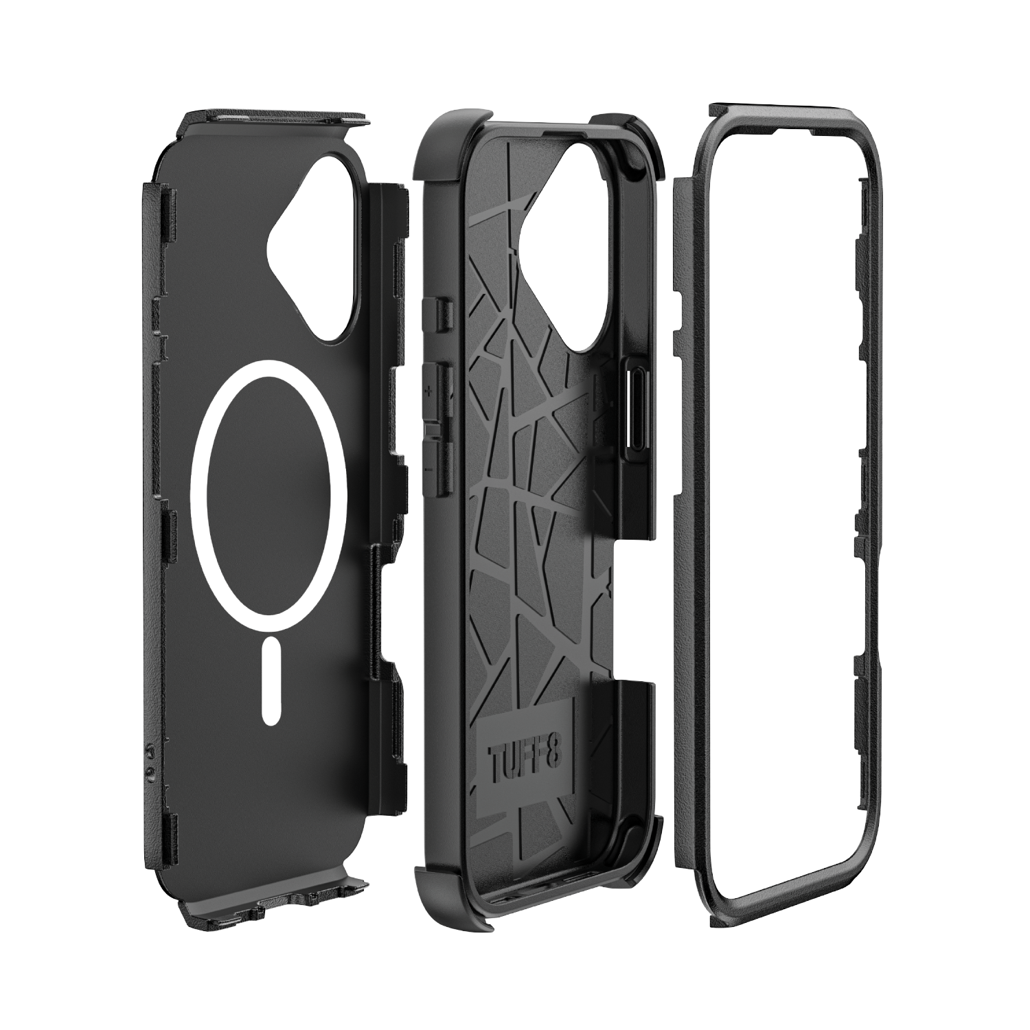 TUFF8 Impact+ Three-layer Protective Case with Holster for iPhone 16 Plus