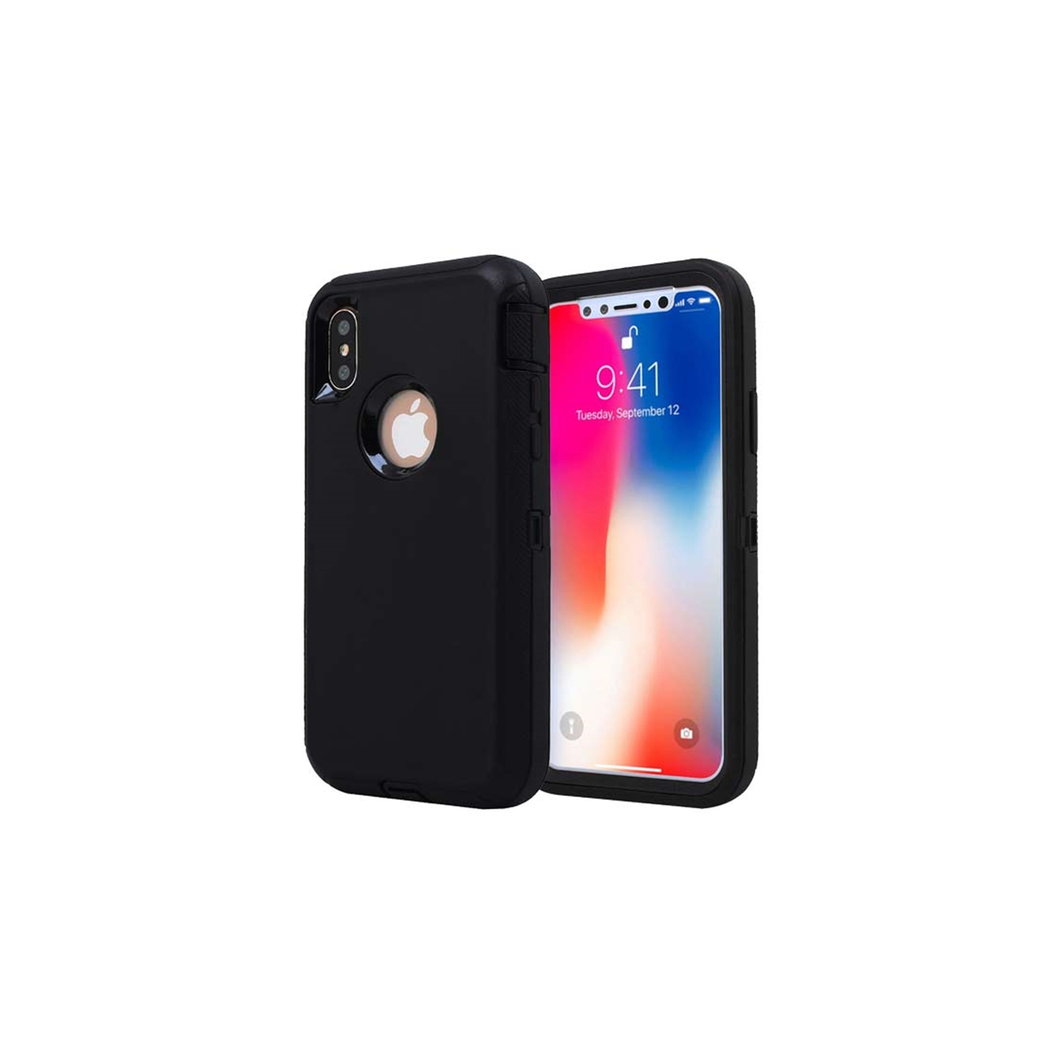 [CS] Triple 3 Layers Shockproof Heavy Duty Defender Hard Case for iPhone X / iPhone XS, Black