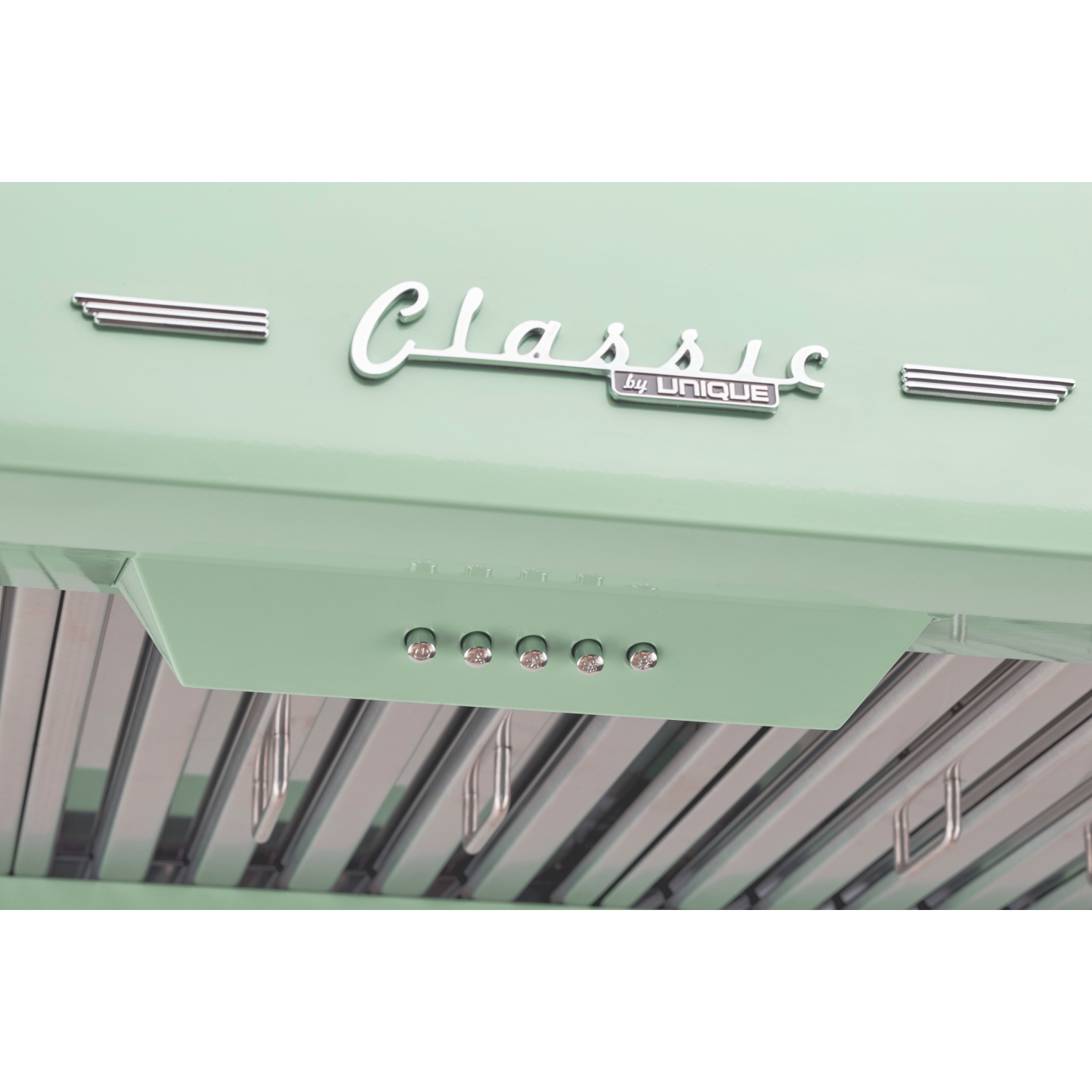 Unique Appliances&nbsp;Classic Retro 36-inch 700 CFM Ducted Under Cabinet Range Hood with LED Lighting in Summer Mint Green