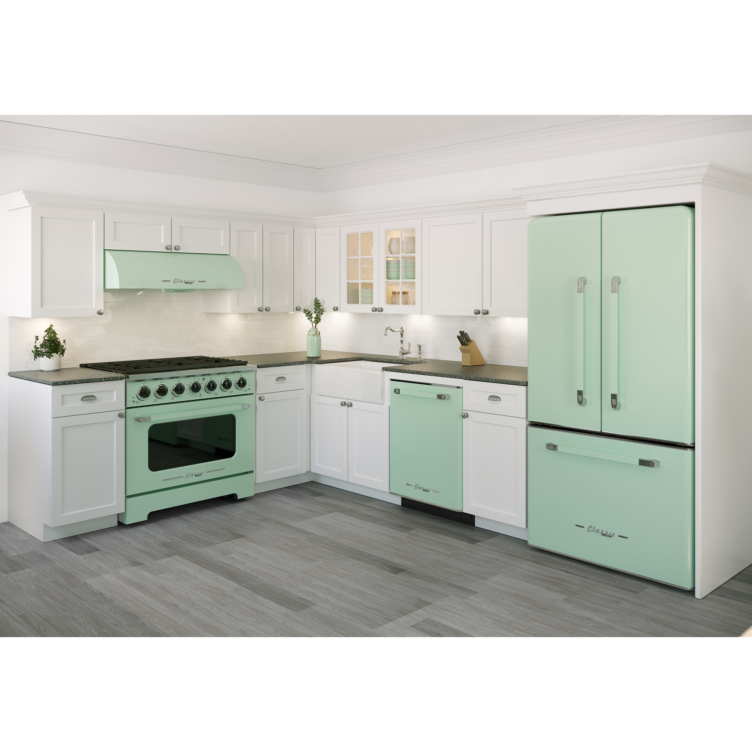 Unique Appliances&nbsp;Classic Retro 36-inch 700 CFM Ducted Under Cabinet Range Hood with LED Lighting in Summer Mint Green