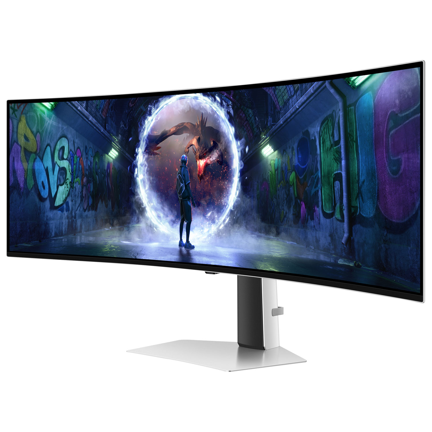 Samsung Odyssey G9 49" QHD 240Hz 0.03ms GTG Curved OLED G-Sync/FreeSync Gaming Monitor - Silver - Only at Best Buy