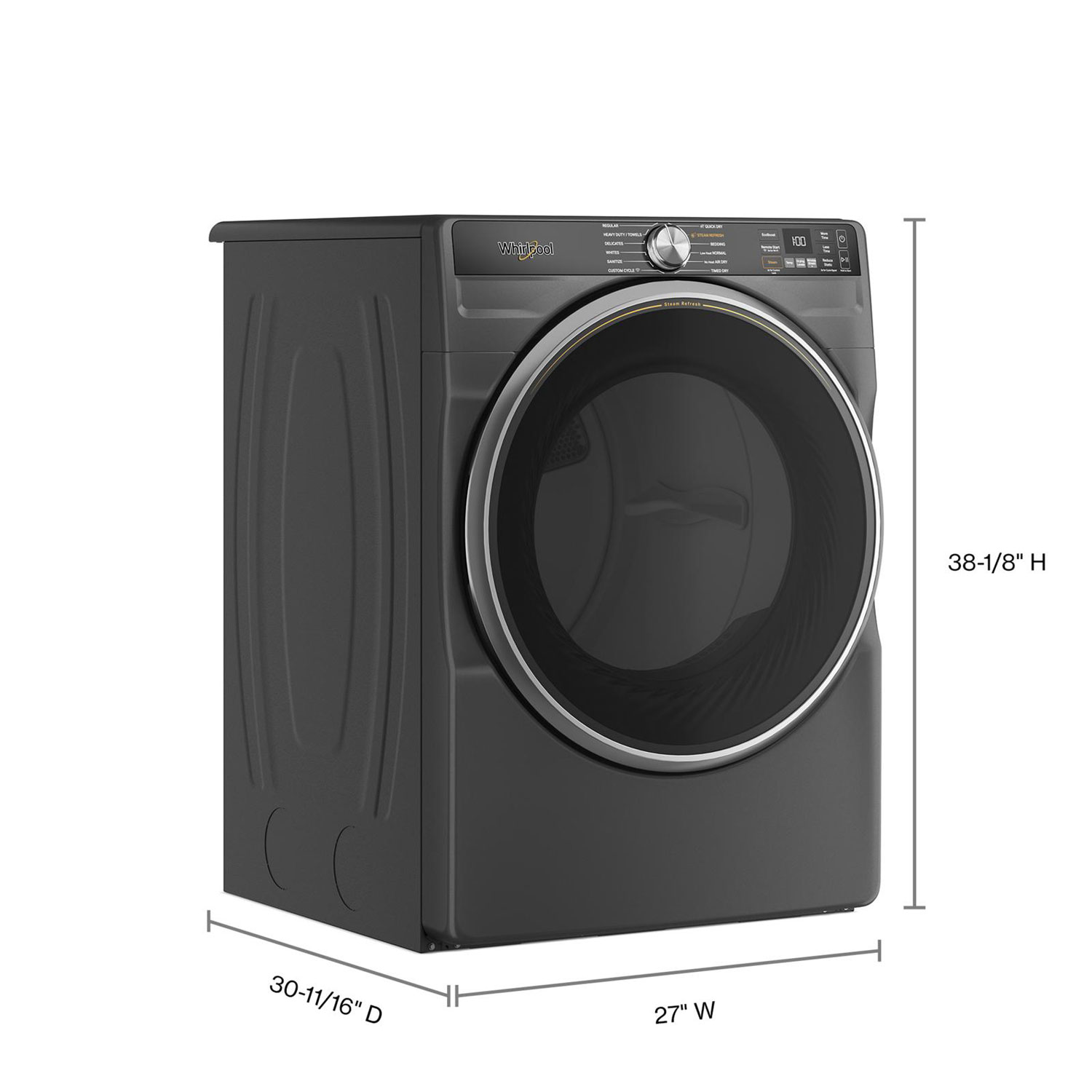 Sécheuse à gaz à vapeur de 7,4 pi³ de Whirlpool - Noir volcan