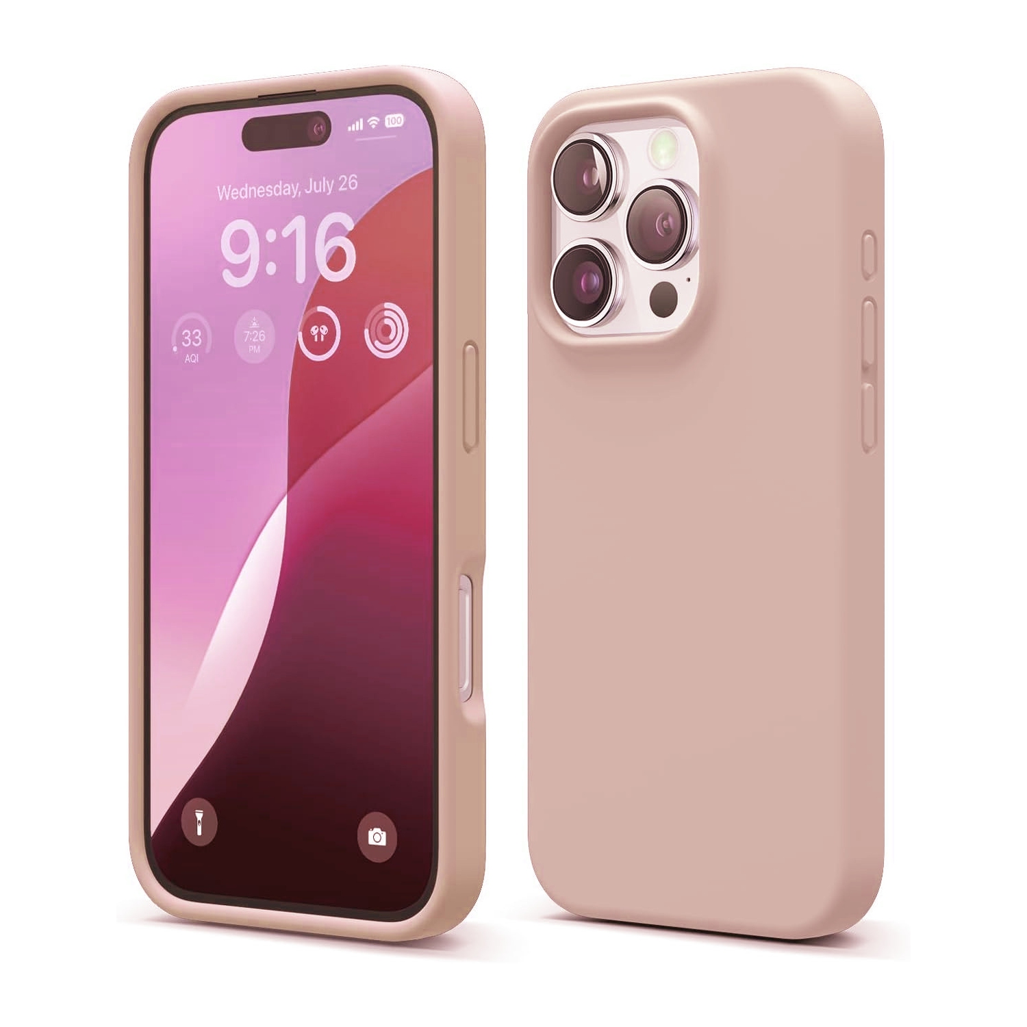 [CS] Slim Soft Liquid Silicone Gel Rubber Case Back Cover for iPhone 16 Pro Max, Rose Gold
