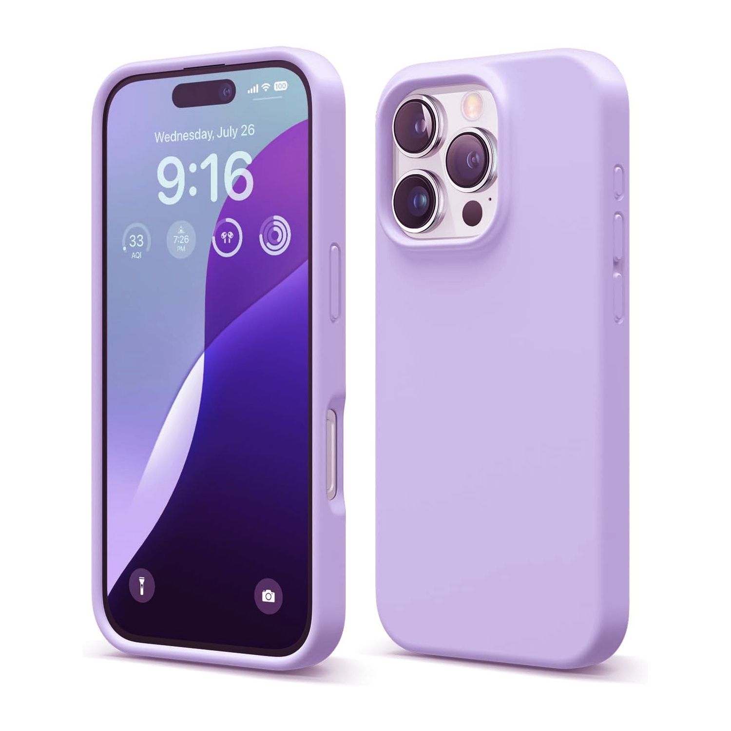 [CS] Étui souple mince en caoutchouc de silicone liquide pour iPhone 16 Pro Max, violet clair