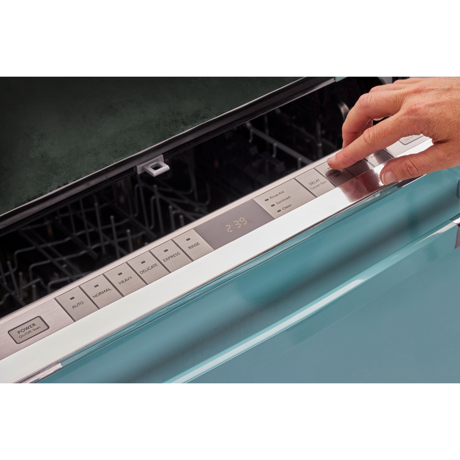  Lave-vaisselle Classic Retro de 24 po à commandes sur le dessus avec cuve en acier inoxydable d'unique électroménager, 45 dBA en turquoise océan