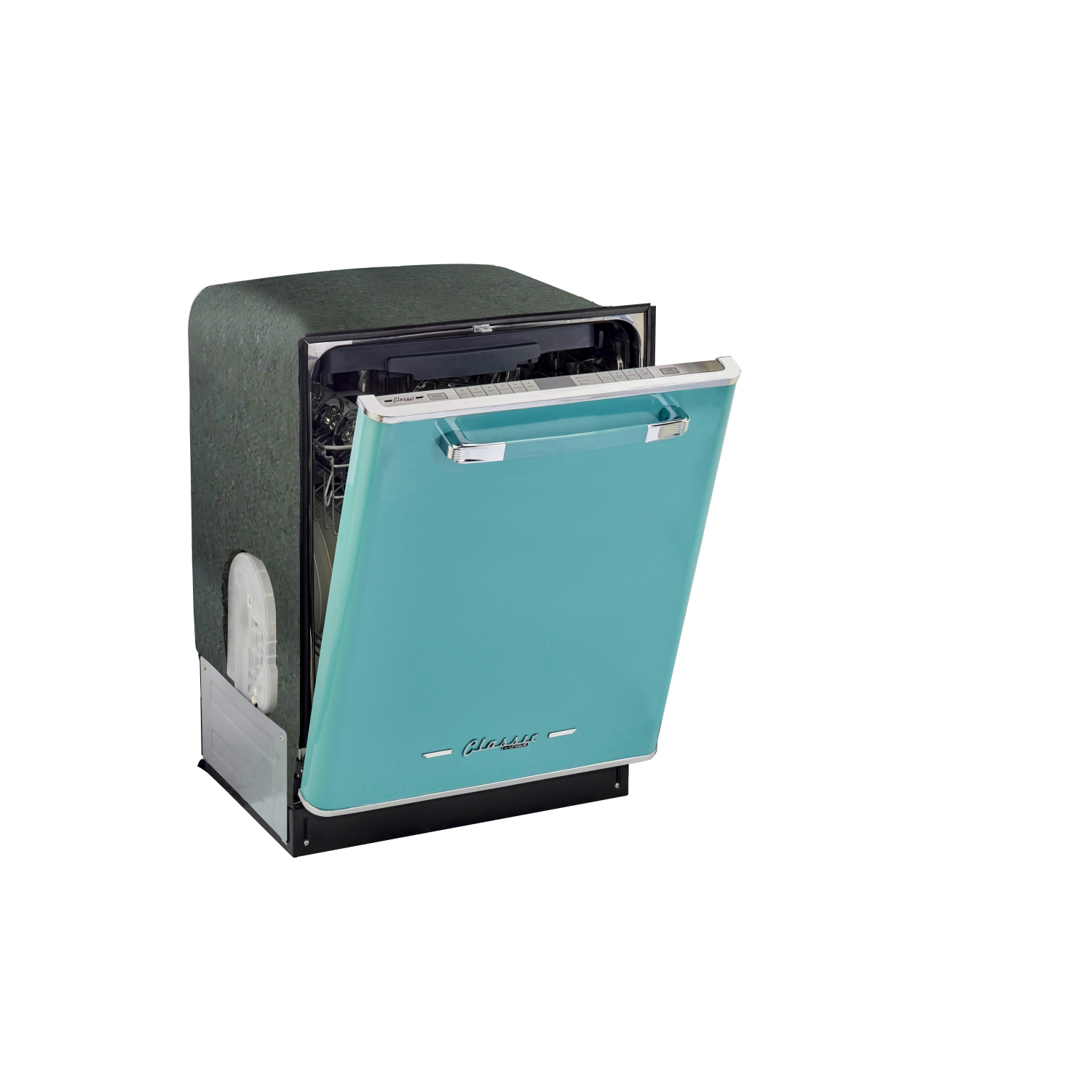  Lave-vaisselle Classic Retro de 24 po à commandes sur le dessus avec cuve en acier inoxydable d'unique électroménager, 45 dBA en turquoise océan