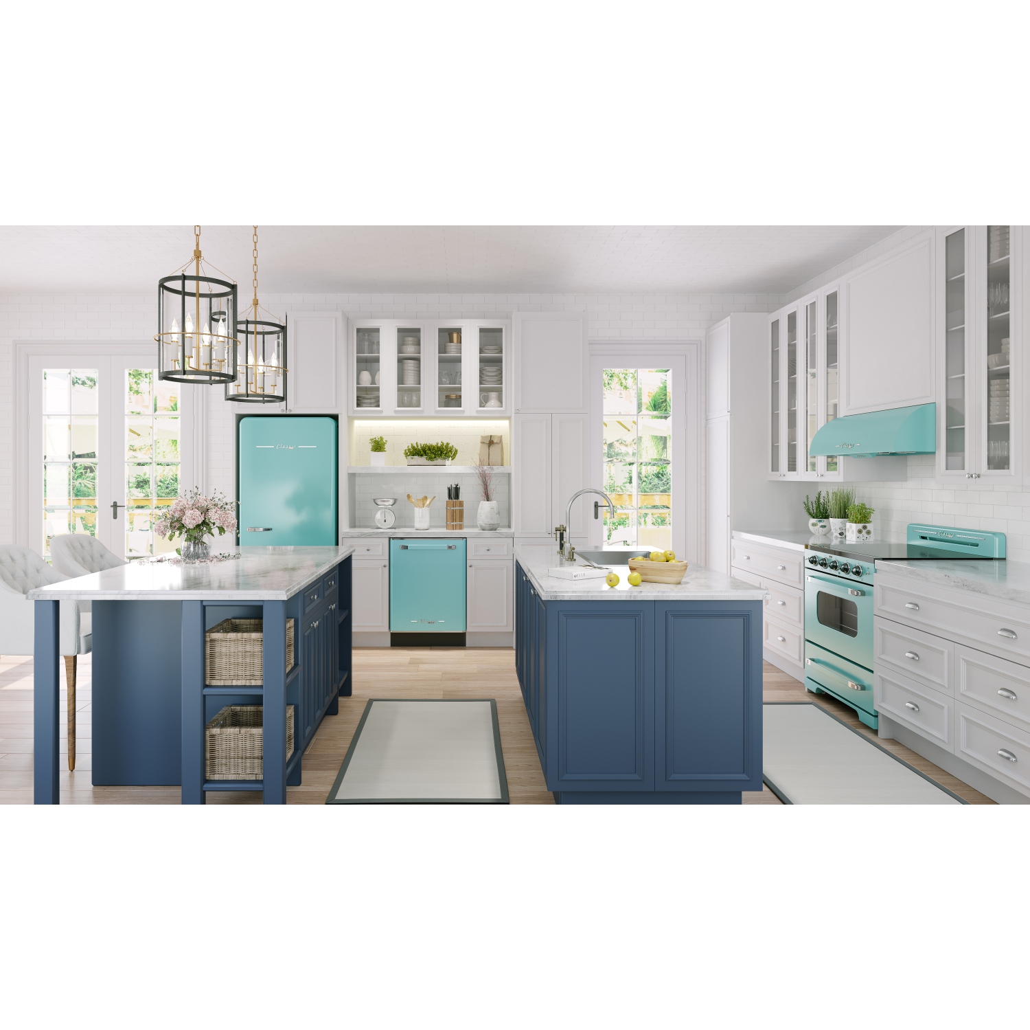  Lave-vaisselle Classic Retro de 24 po à commandes sur le dessus avec cuve en acier inoxydable d'unique électroménager, 45 dBA en turquoise océan