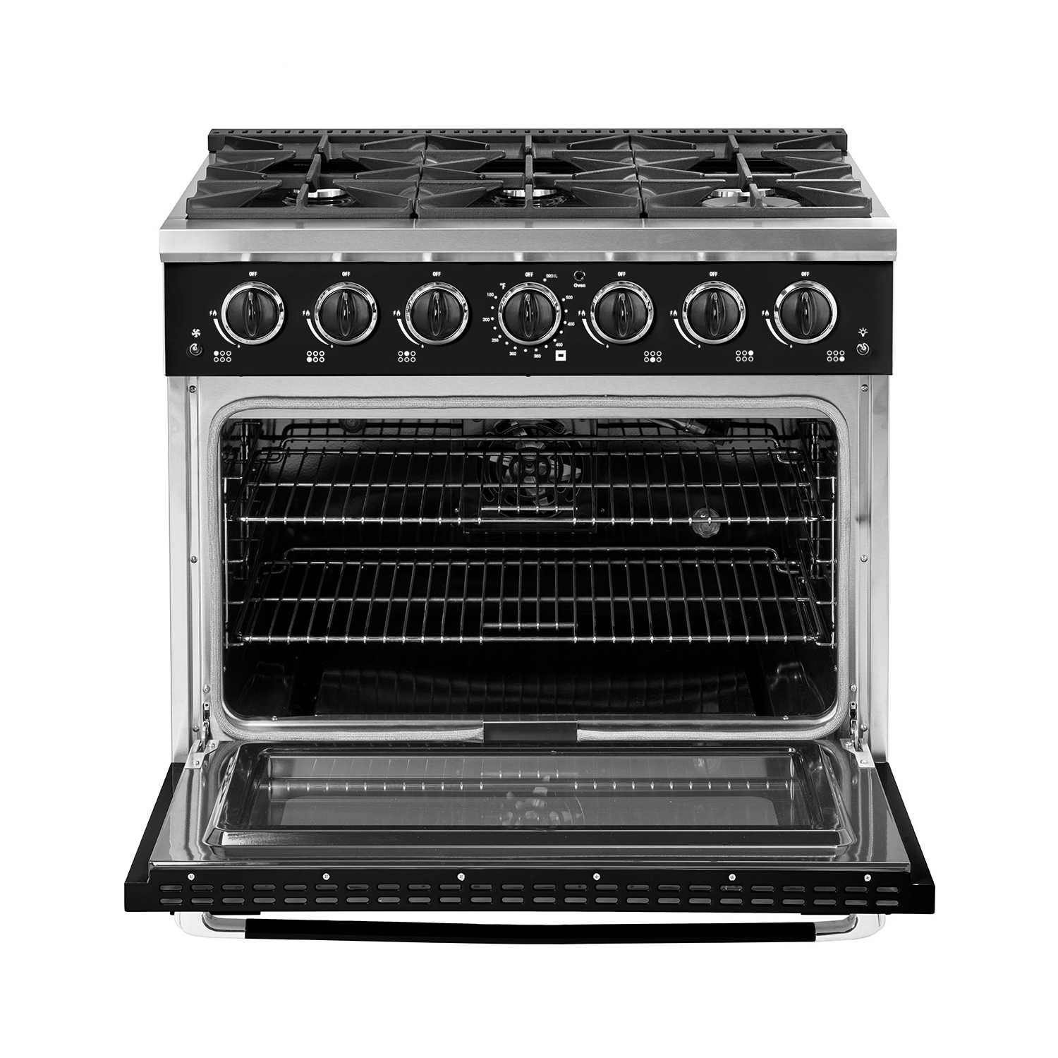 Unique Appliances Classic Retro 36-inch 5.2 cu. ft. Retro 6-Burner Gas Range with Convection Oven in Midnight Black