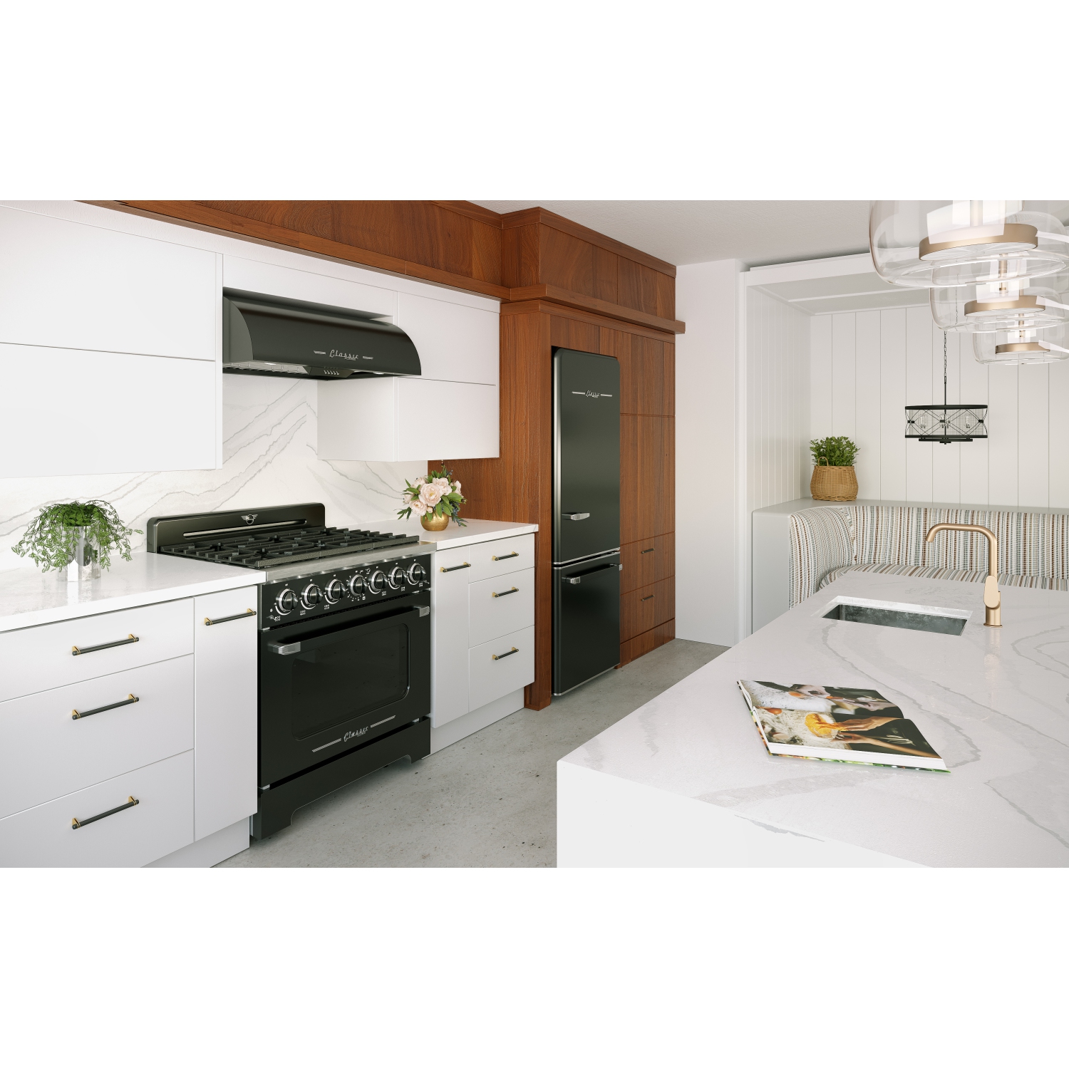 Unique Appliances Classic Retro 36-inch 5.2 cu. ft. Retro 6-Burner Gas Range with Convection Oven in Midnight Black