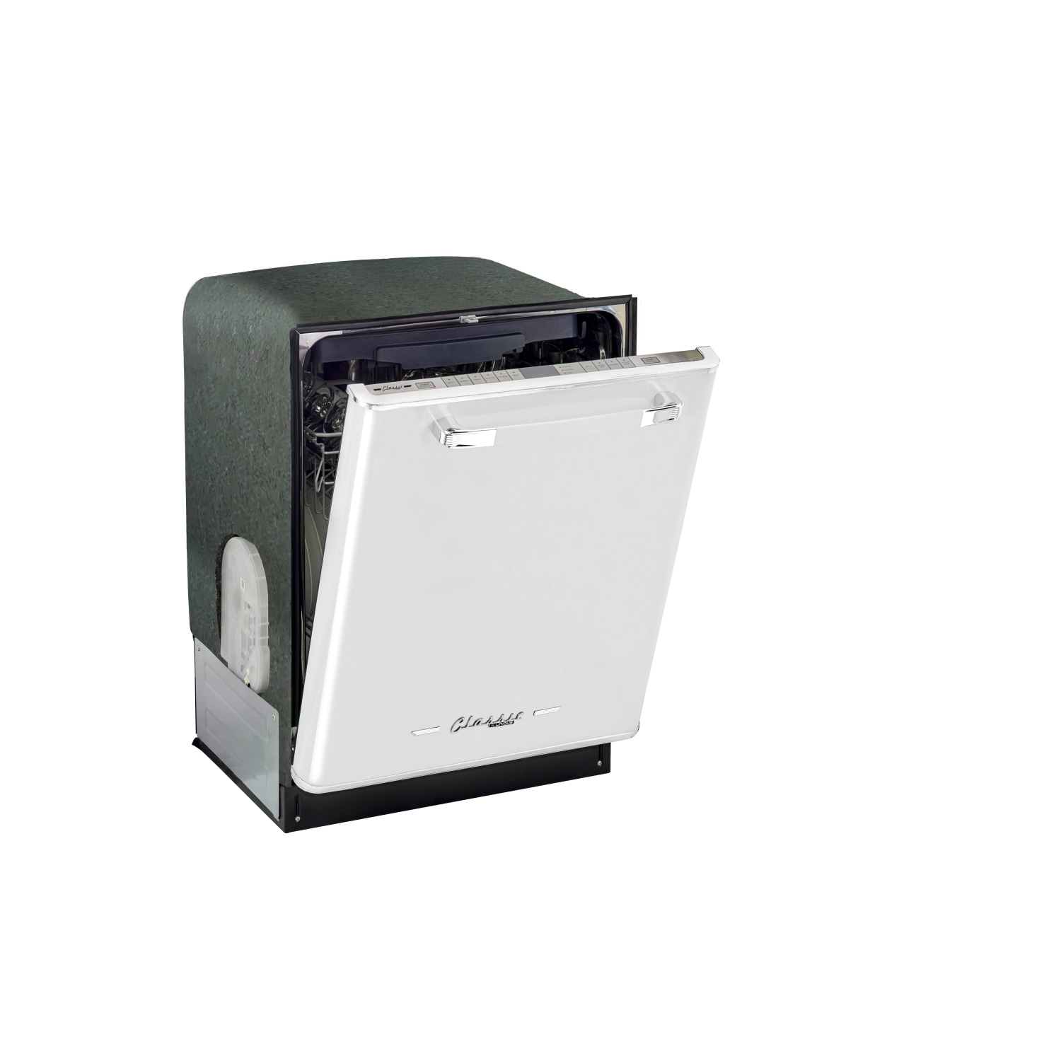 Unique Appliances&nbsp;Classic Retro 24-inch Top Control Dishwasher with Stainless Steel Tub, 45 dBa in Marshmallow White