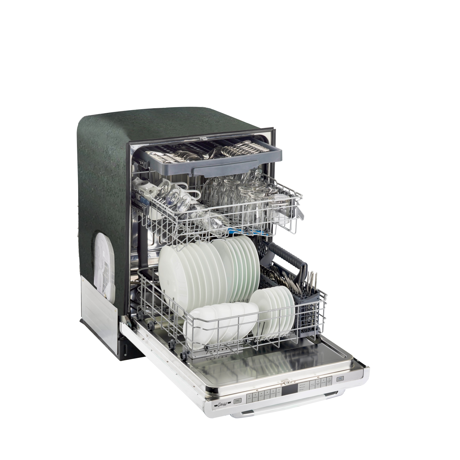 Unique Appliances&nbsp;Classic Retro 24-inch Top Control Dishwasher with Stainless Steel Tub, 45 dBa in Marshmallow White