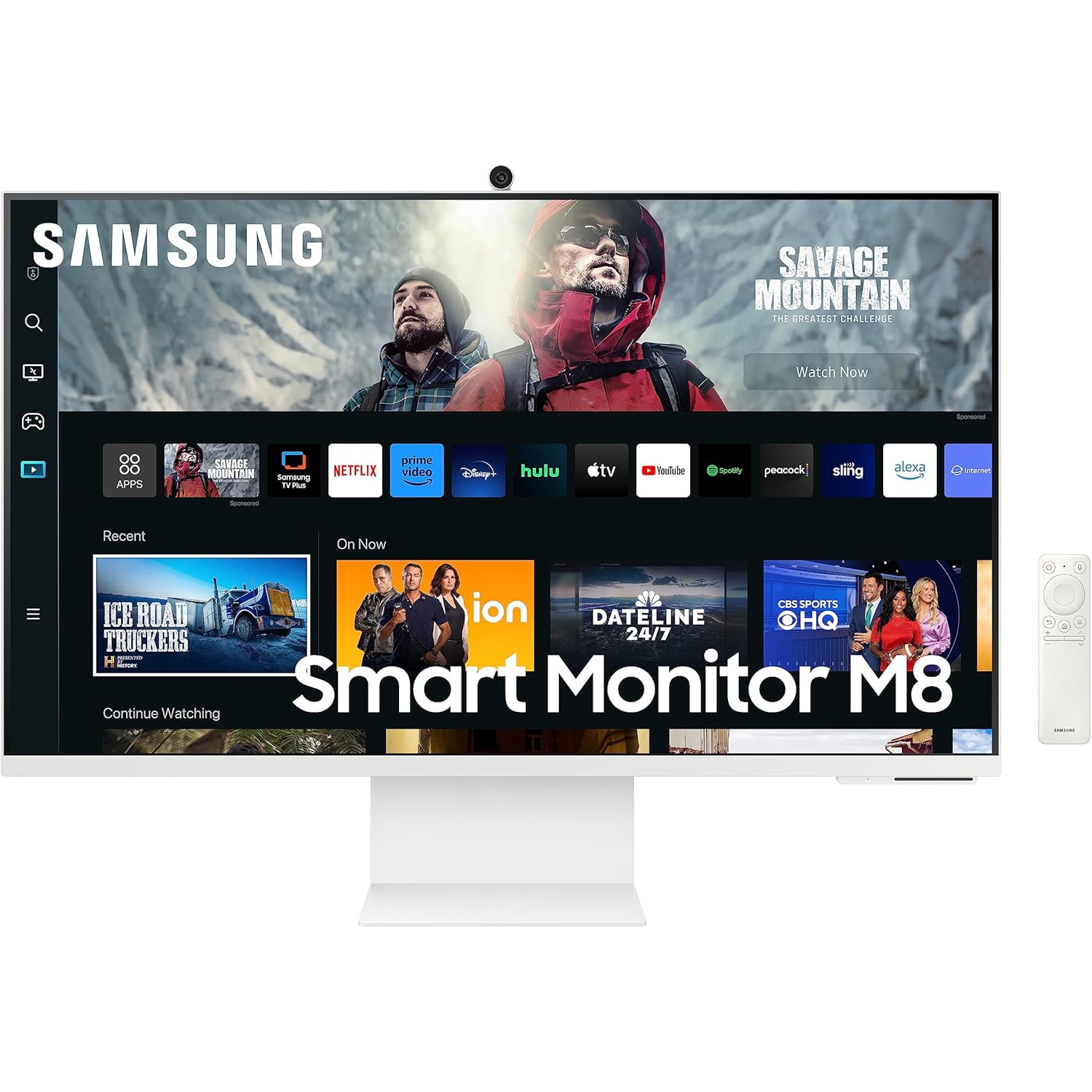 Open Box - Samsung 32" M80C UHD HDR Smart Computer Monitor Screen with Streaming TV, Slim fit Camera Included, Wireless Remote PC Access, Alexa Built-in - Warm White