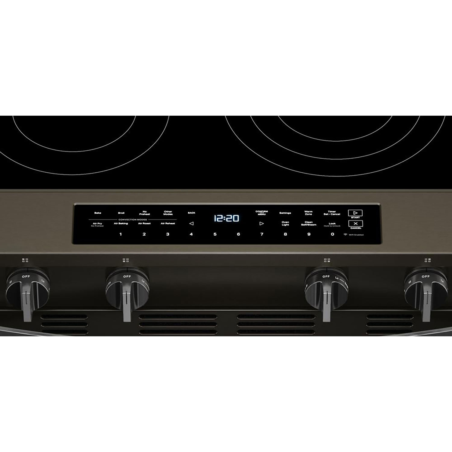 Cuisinière électrique autonettoyante encastrable et friture à l'air chaud 5,3 pi³ 31 po de Whirlpool - Noir sur inox