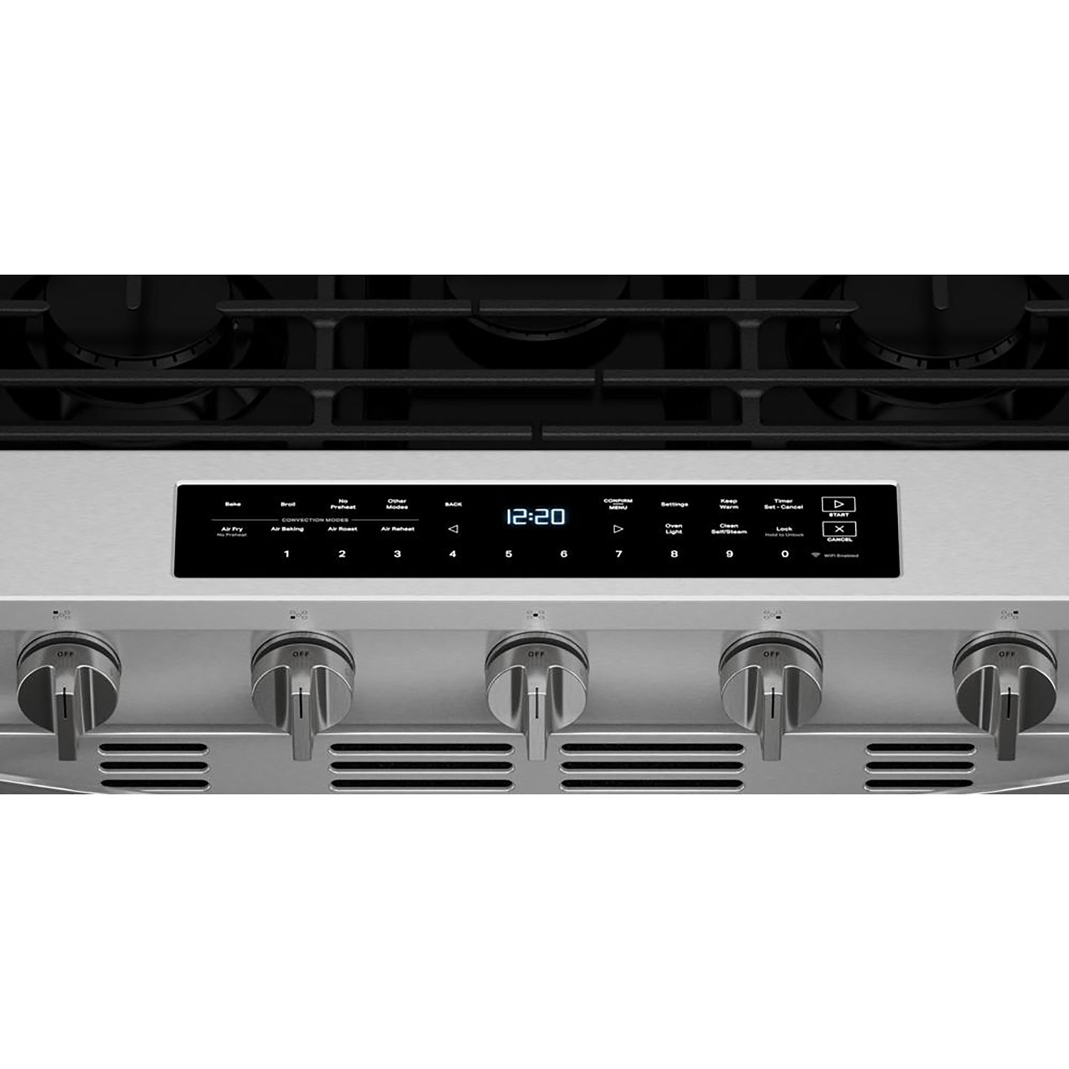 Cuisinière au gaz encastrable à 5 brûleurs avec convection véritable et friture à l'air 5,0 pi³ 30 po de Whirlpool - Inox résistant