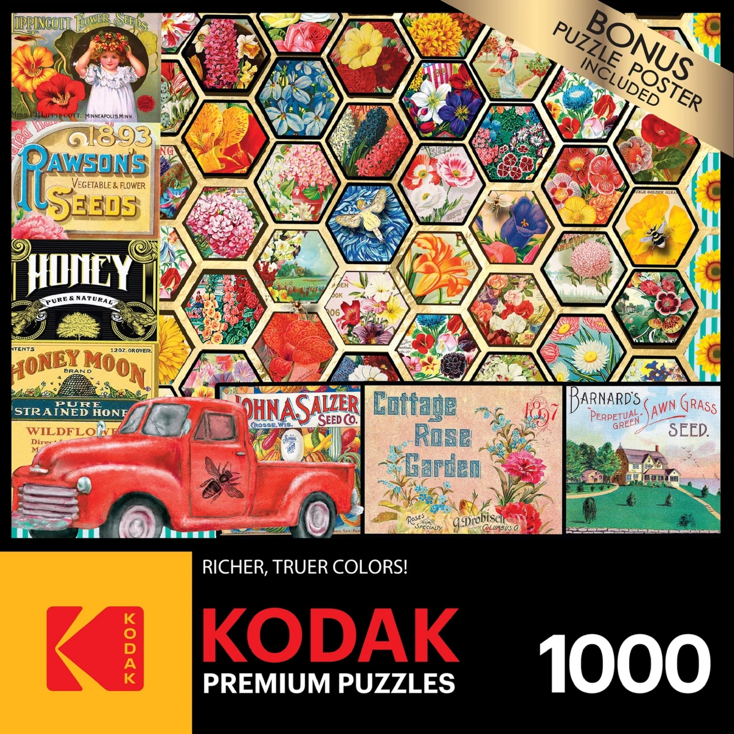 Casse-tête de 1000 pièces pour adultes avec fleurs et graines Honeycomb Kodak de CRA-Z-Art
