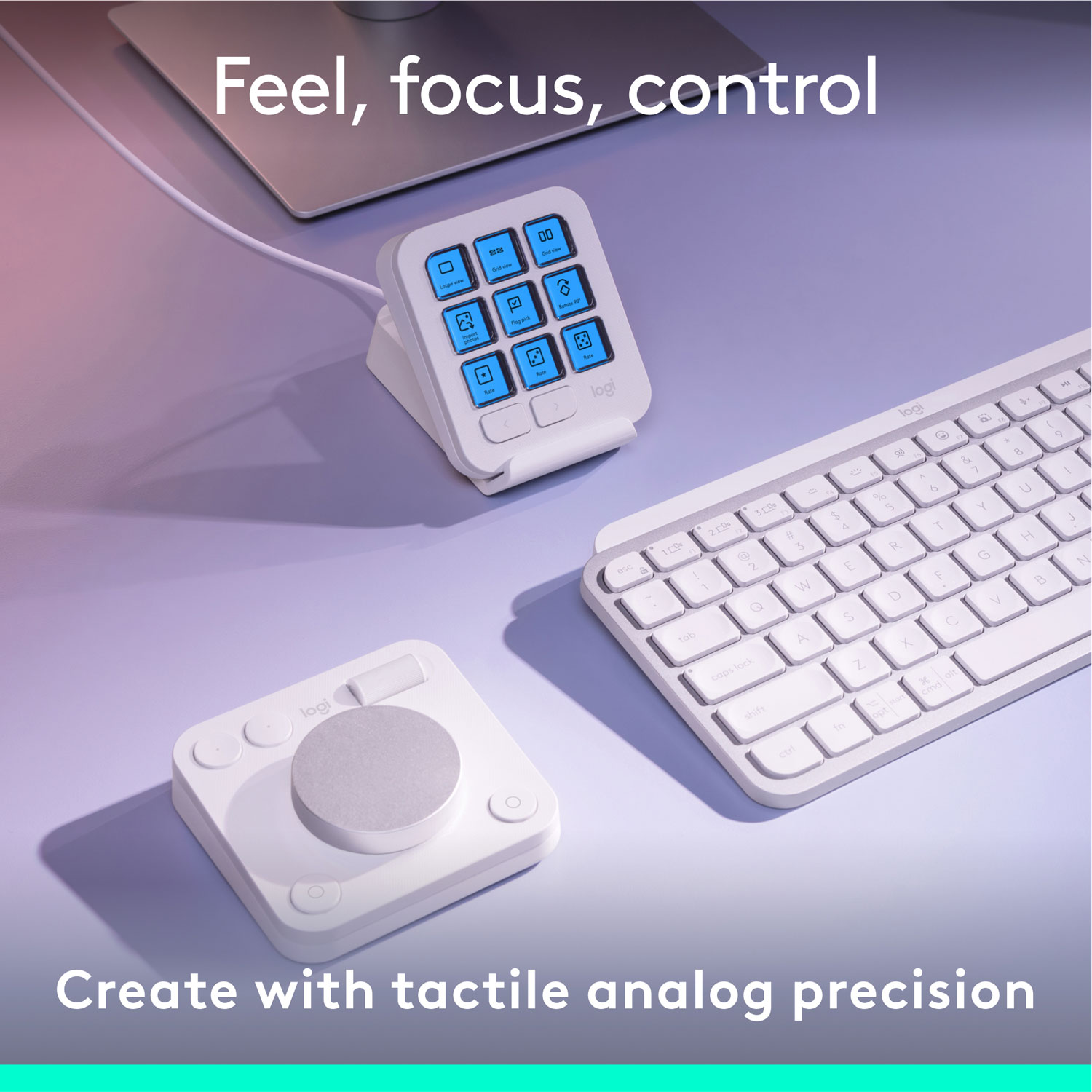 Console numérique programmable et molette de commande MX Creative de Logitech - Gris pâle