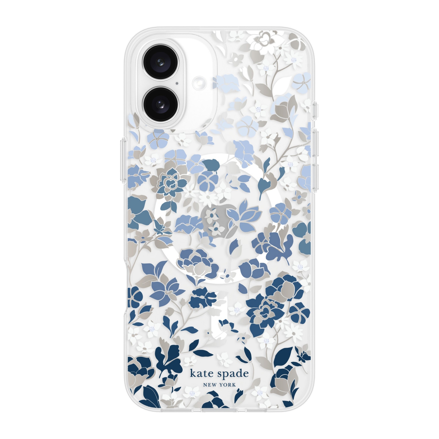 Étui rigide ajusté de Kate Spade iPhone 16 plus - translucide-bleu