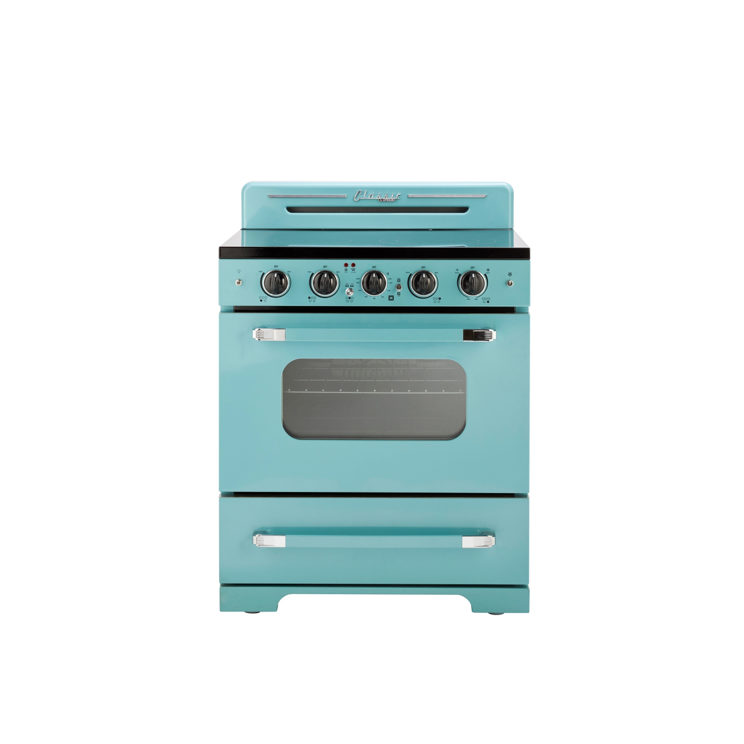 Unique Appliances Classic Retro 30-inch 3.9 cu. ft. Retro Electric Range with Convection Oven in Ocean Mist Turquoise