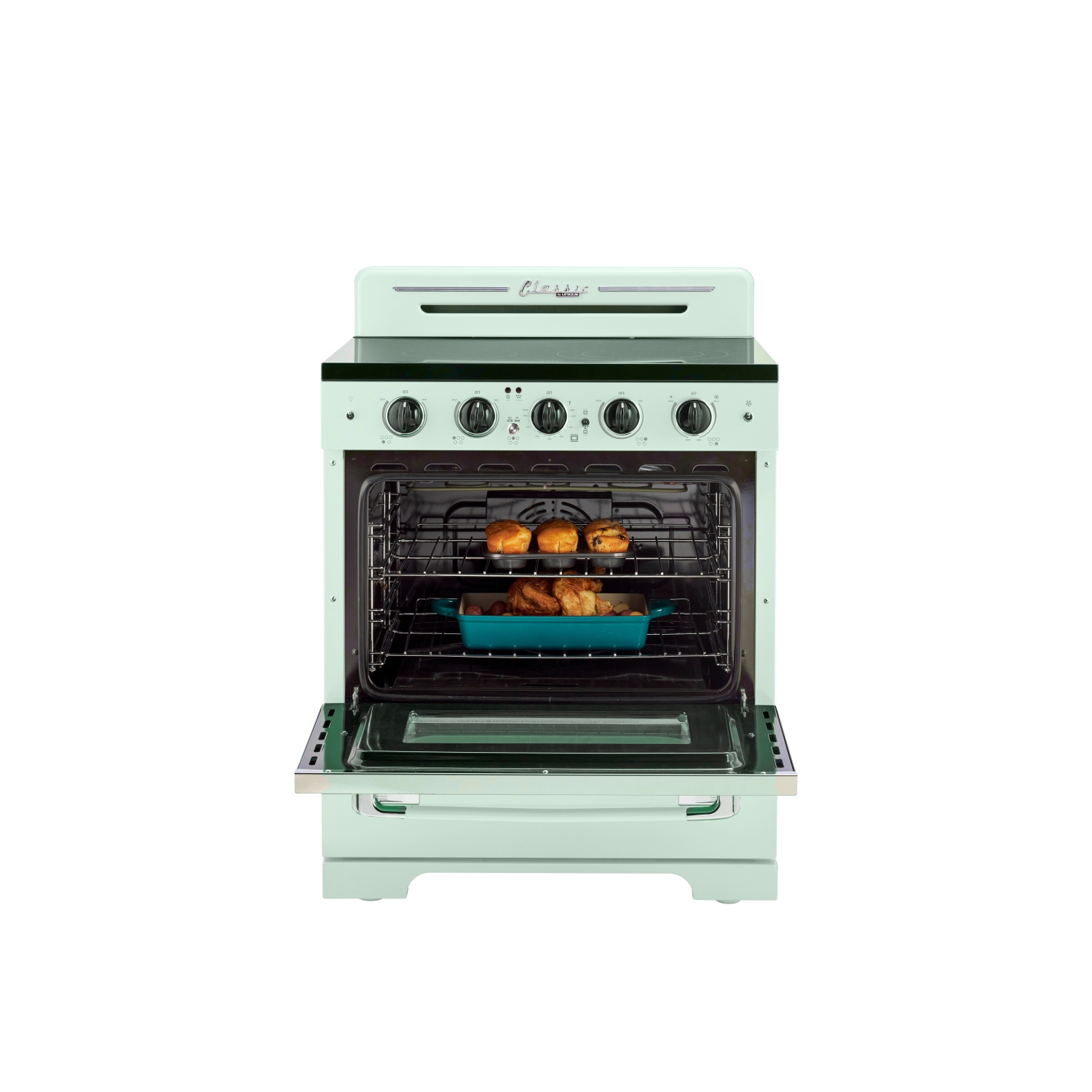 Unique Appliances Classic Retro 30-inch 3.9 cu. ft. Retro Electric Range with Convection Oven in Summer Mint Green