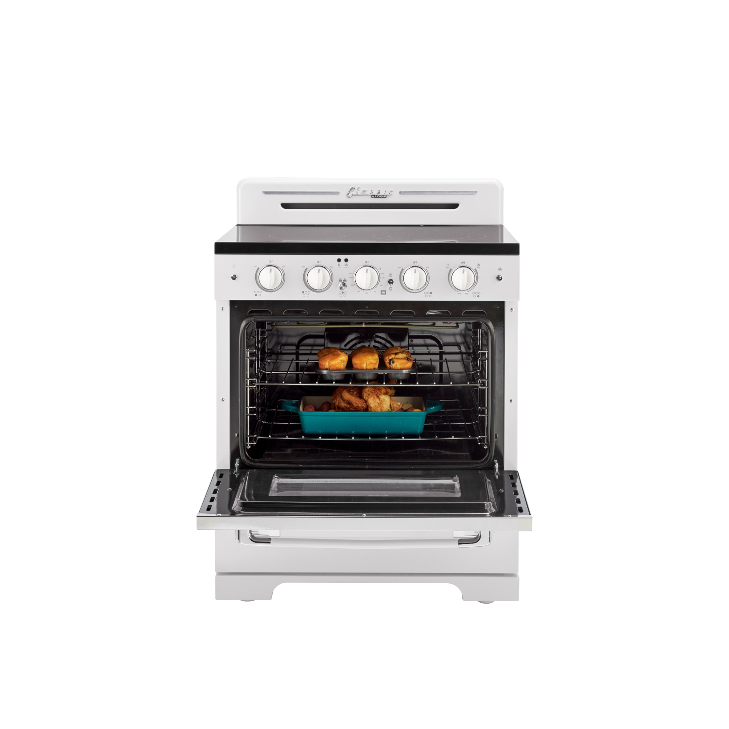 Unique Appliances Classic Retro 30-inch 3.9 cu. ft. Retro Electric Range with Convection Oven in Marshmallow White