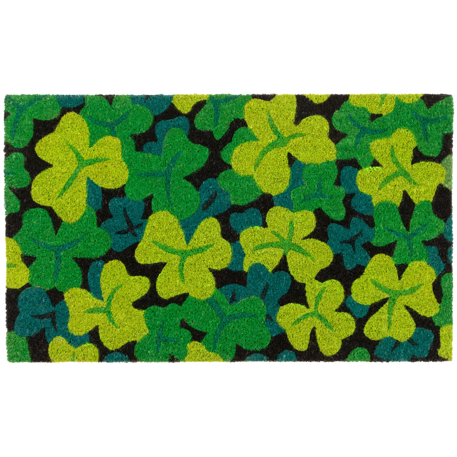 Tapis d'entrée d'extérieur en coir multicolore vert Shamrock, noir, 18 x 30 po
