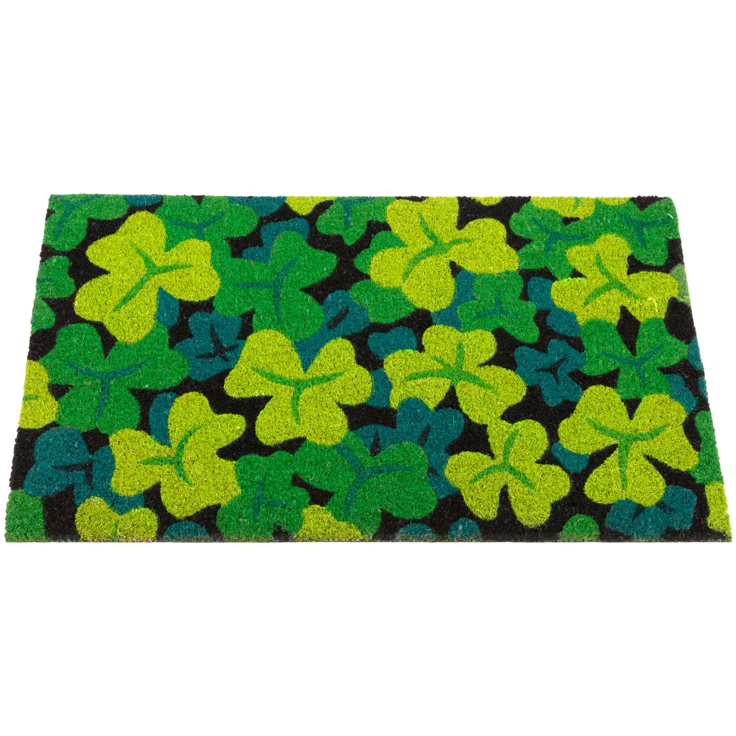 Tapis d'entrée d'extérieur en coir multicolore vert Shamrock, noir, 18 x 30 po