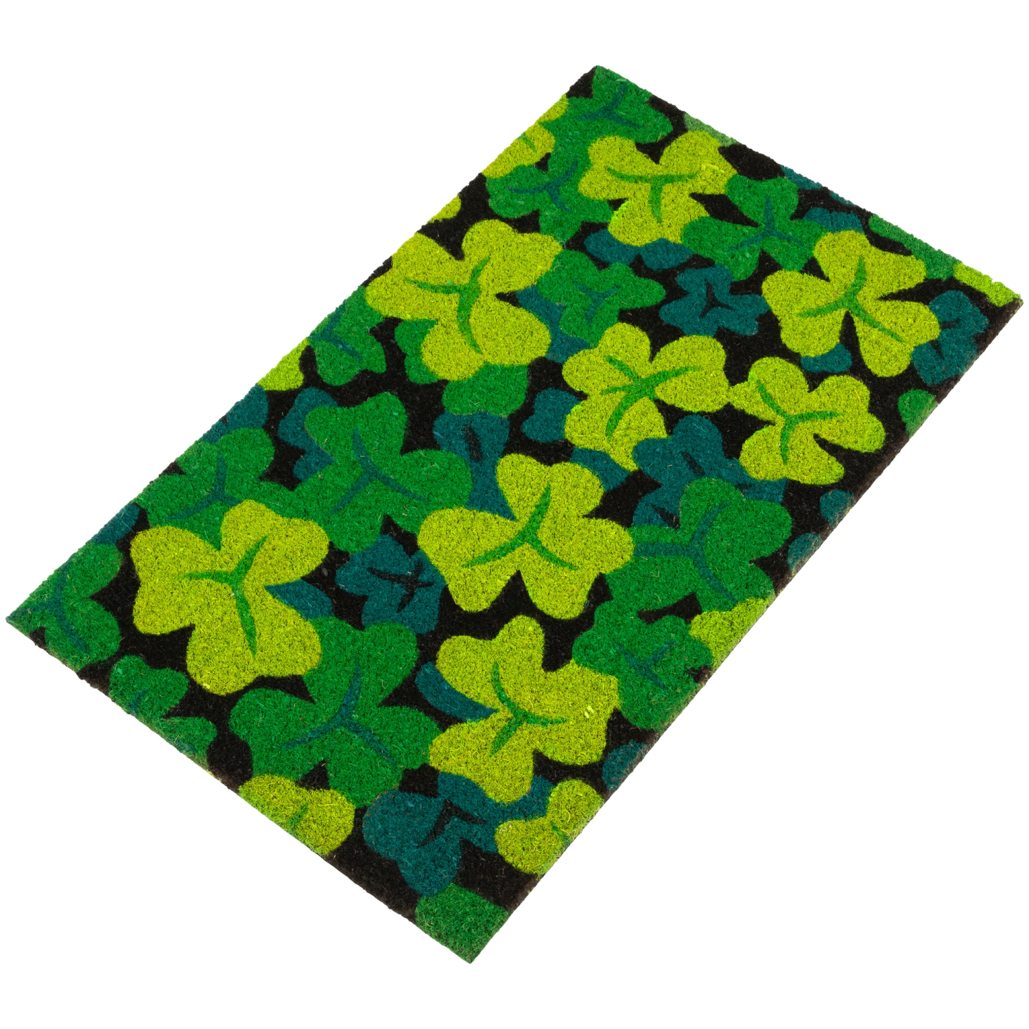 Tapis d'entrée d'extérieur en coir multicolore vert Shamrock, noir, 18 x 30 po