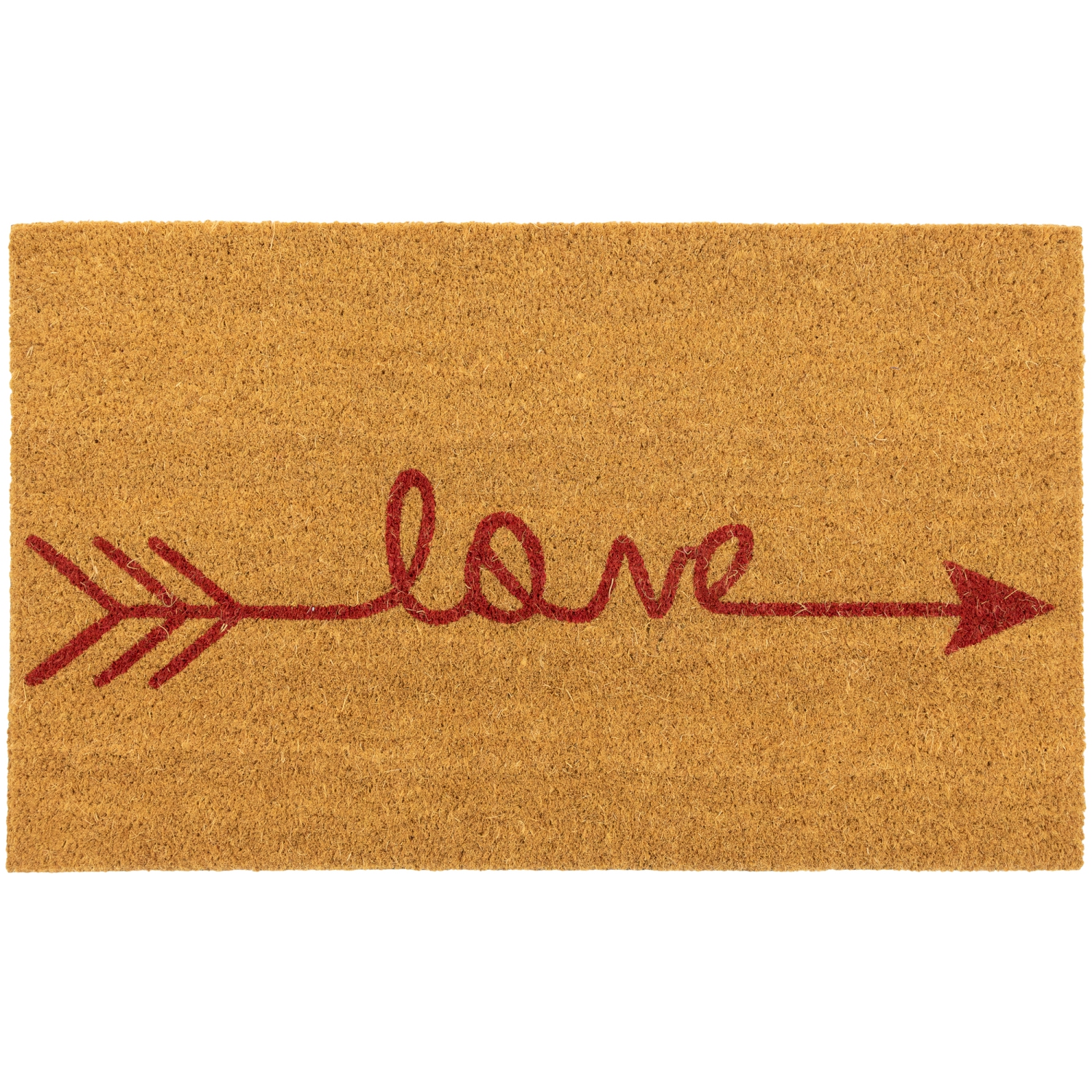 Tapis d'entrée d'extérieur Natural Coir « Love » Arrow 18 x 30 po
