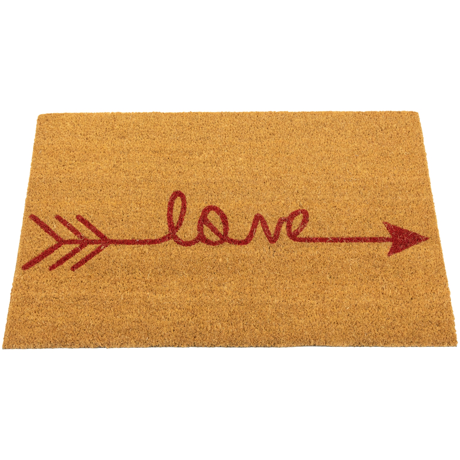 Tapis d'entrée d'extérieur Natural Coir « Love » Arrow 18 x 30 po