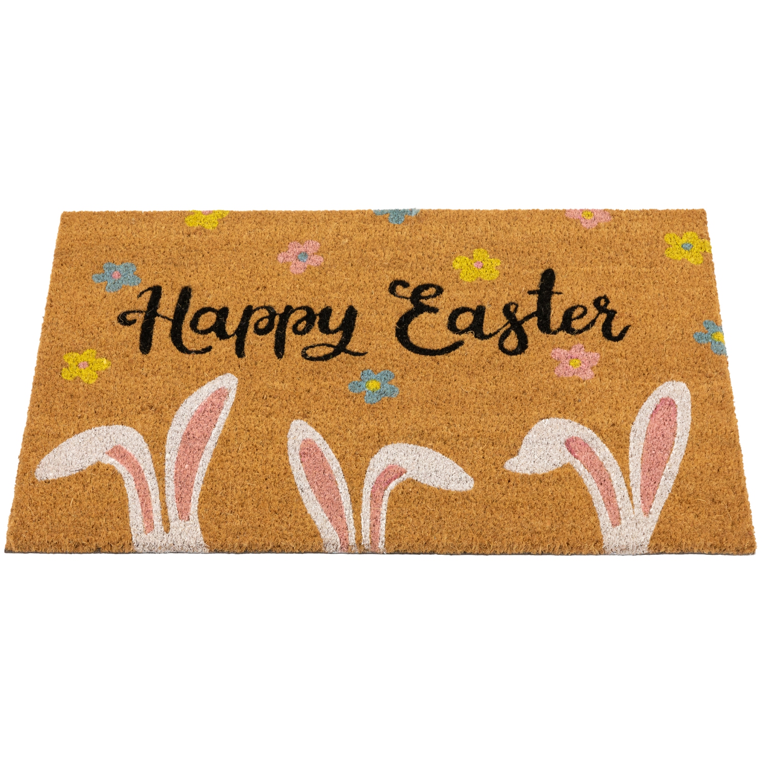 Tapis de porte extérieur Happy Easter Bunny Ears de Natural Coir - 18 x 30&nbsp;po