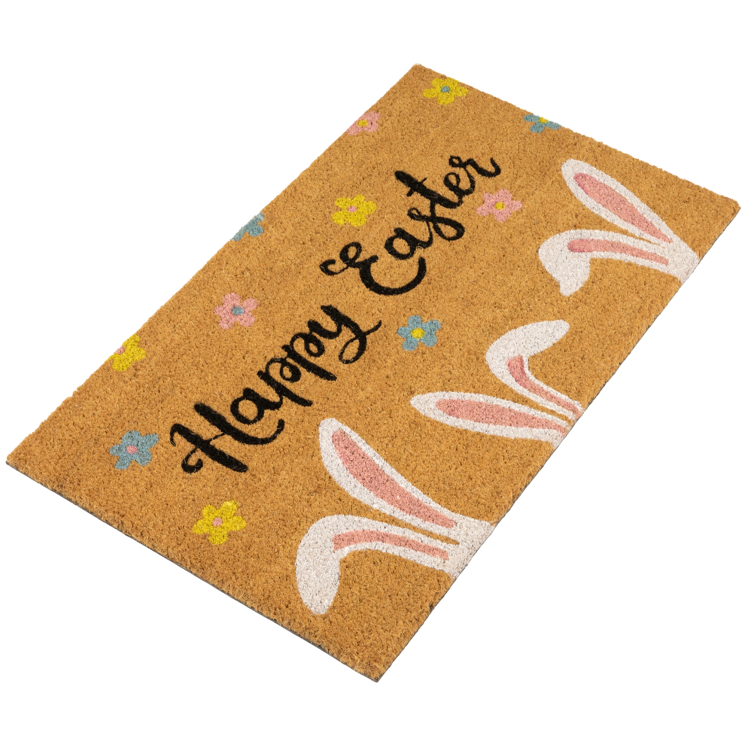Tapis de porte extérieur Happy Easter Bunny Ears de Natural Coir - 18 x 30&nbsp;po