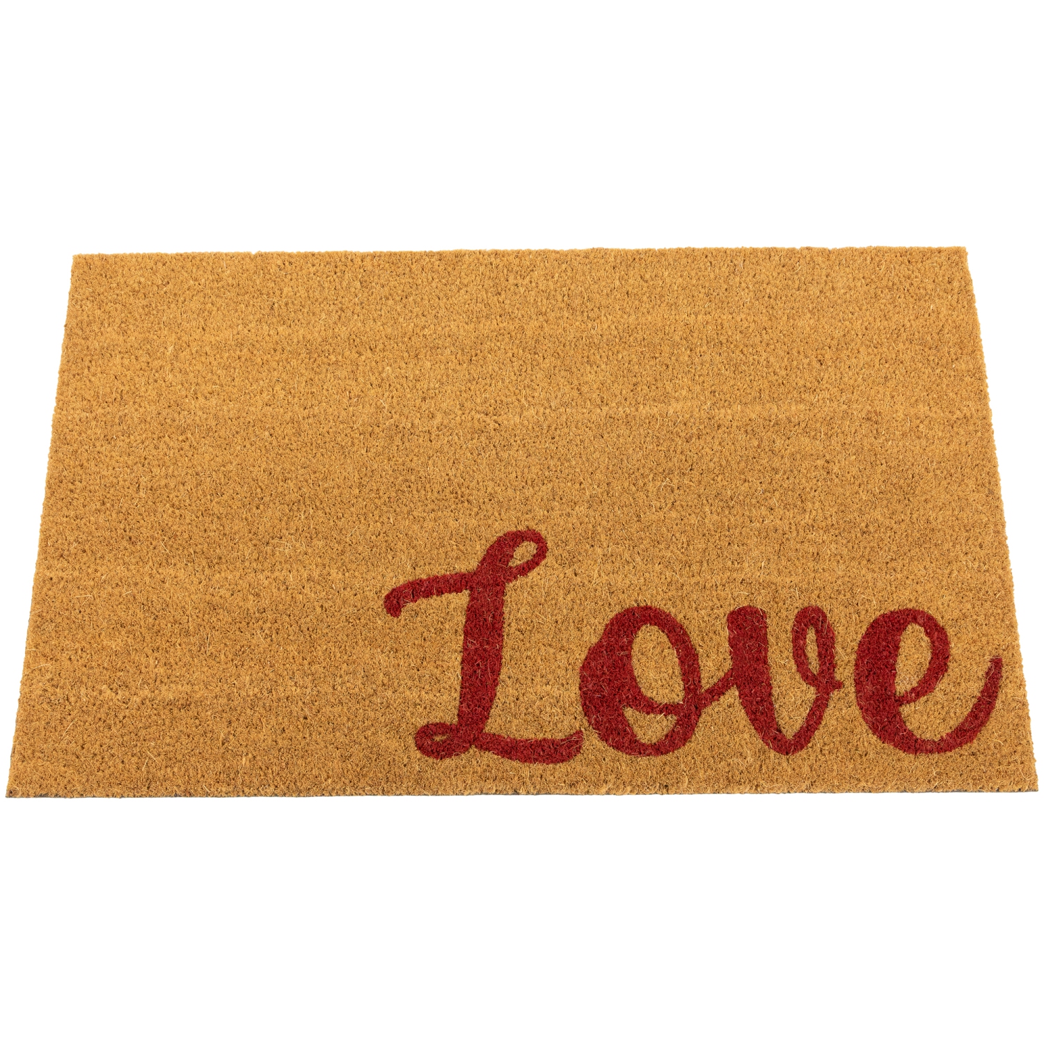 Tapis d'entrée d'extérieur en fibre de coco naturelle « Love », 18 x 30 po