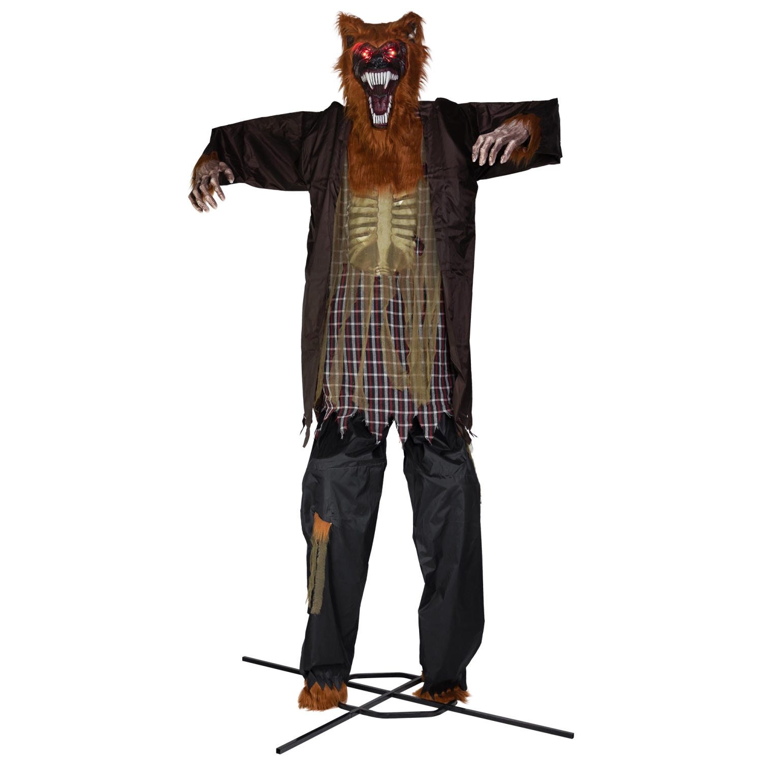 Décoration d'Halloween d'extérieur commerciale de loup-garou géant lumineux et animé - 12 pi