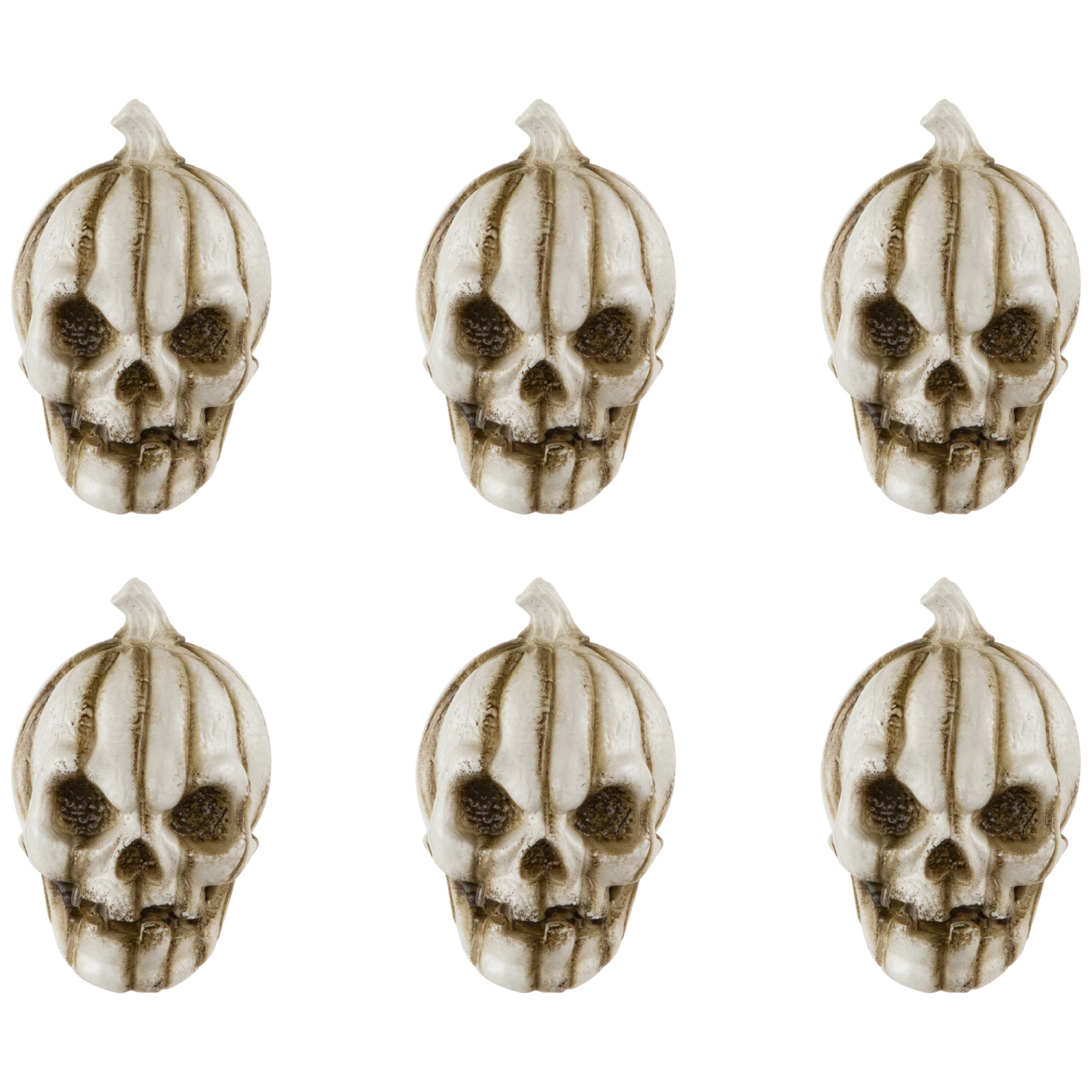 Bag of Mini Pumpkin Head Skulls Halloween Decorations - 3" - Set of 6