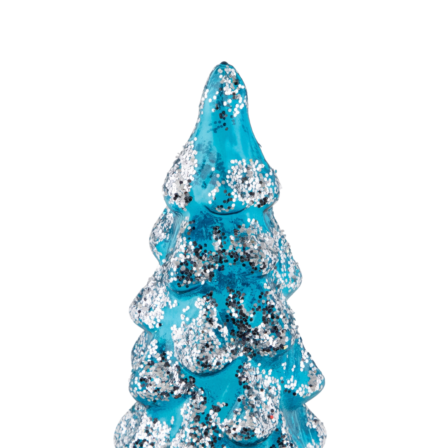 LED Lighted Glittered Glass Christmas Tree Decoration - 10.25" - Blue