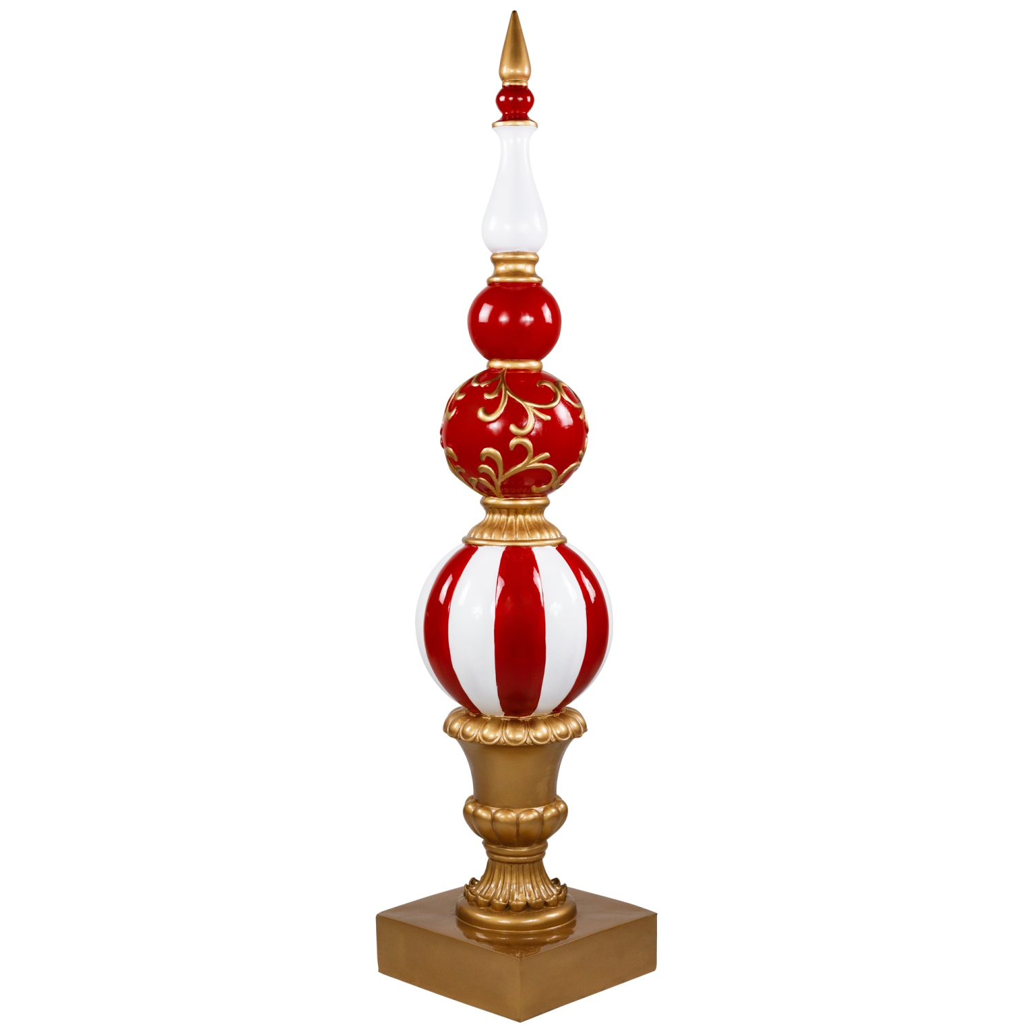 Commercial Size Candy Cane Ball Finial Christmas Decoration 48" - Red and White
